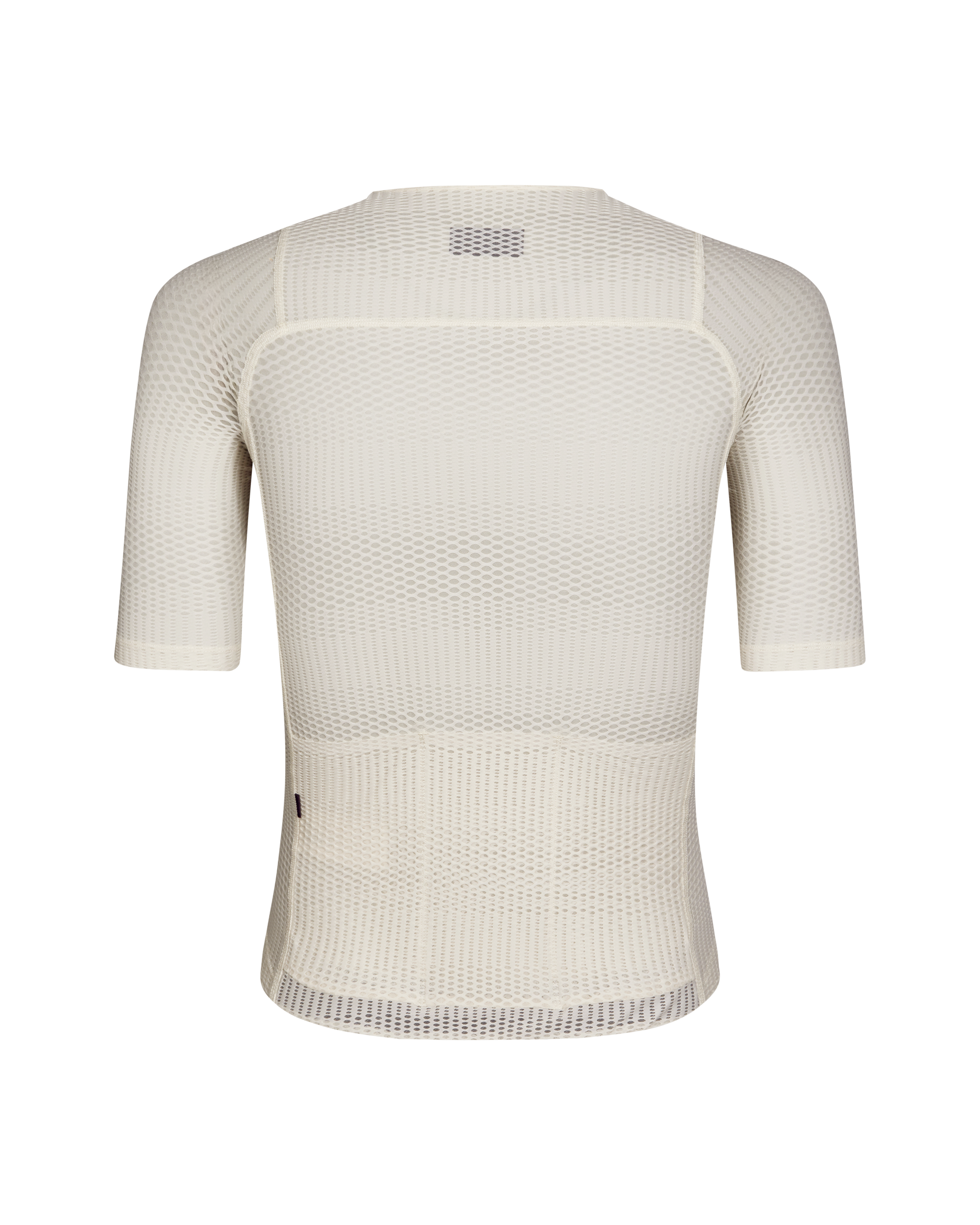 Off White Mechanism Pro Zipless cycling jersey, rear flat lay with mesh ventilation panels