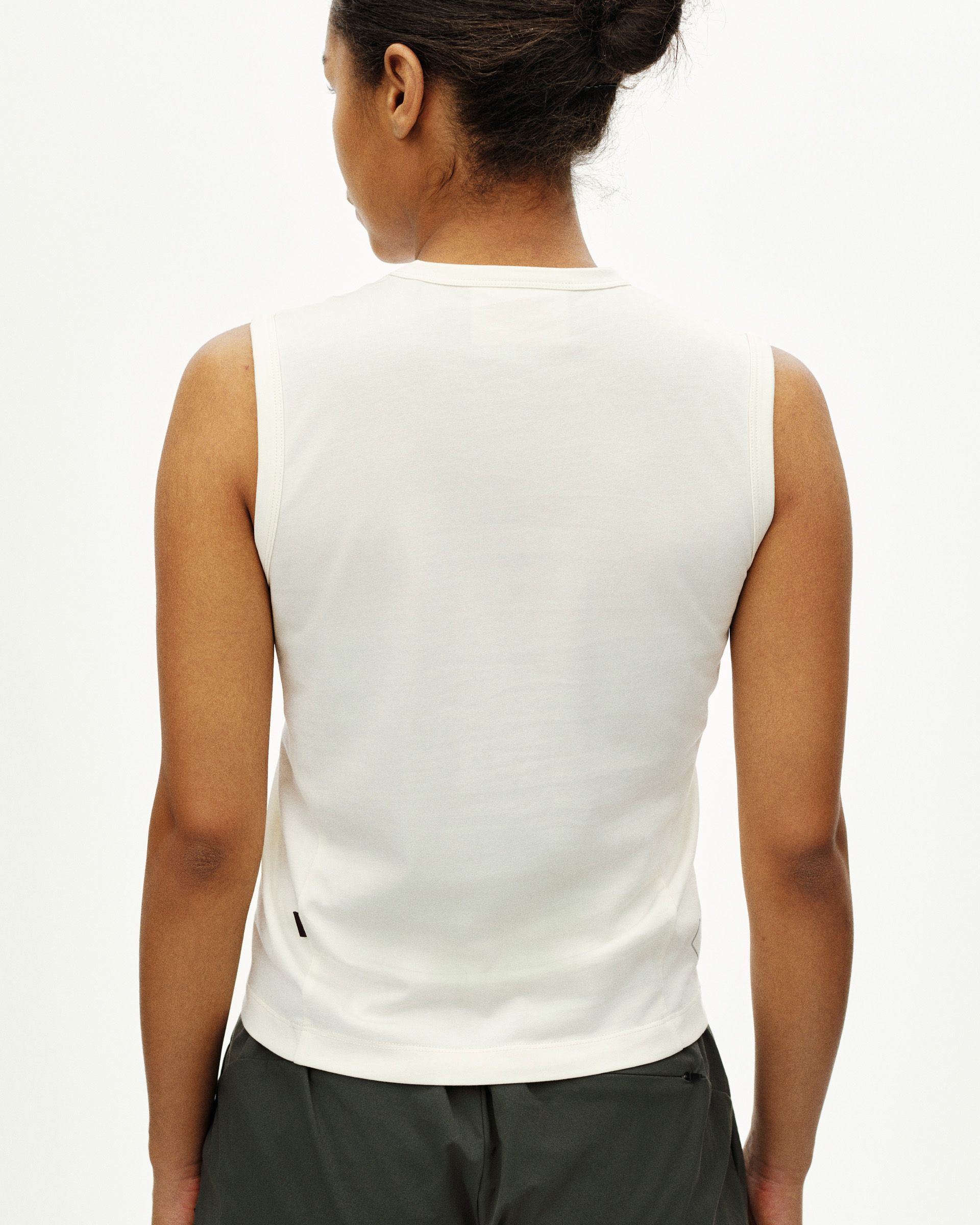 Off White Off-Race Cotton Tech sleeveless top, rear view on model