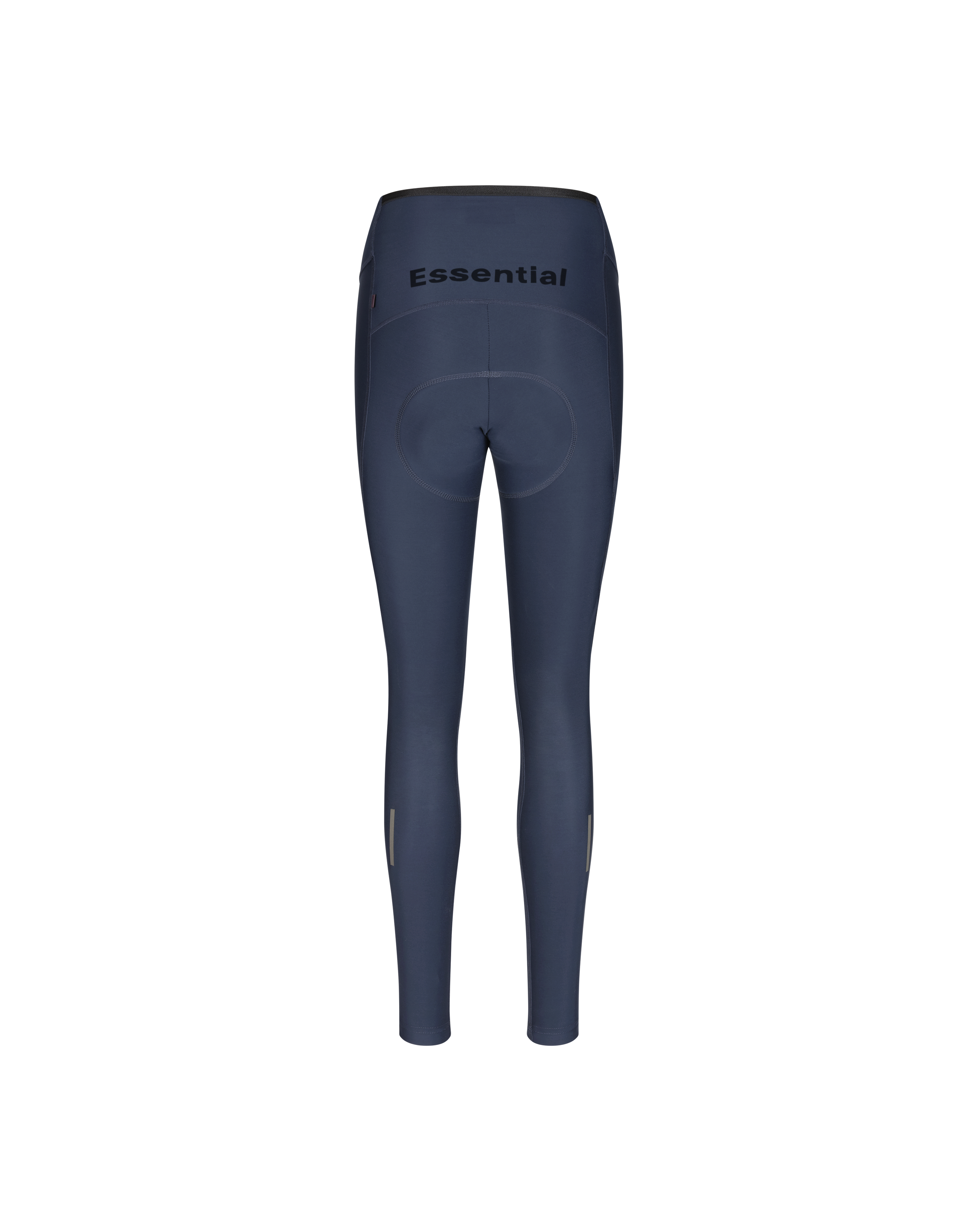 Navy Essential thermal long tights, rear flat lay with Essential waistband print