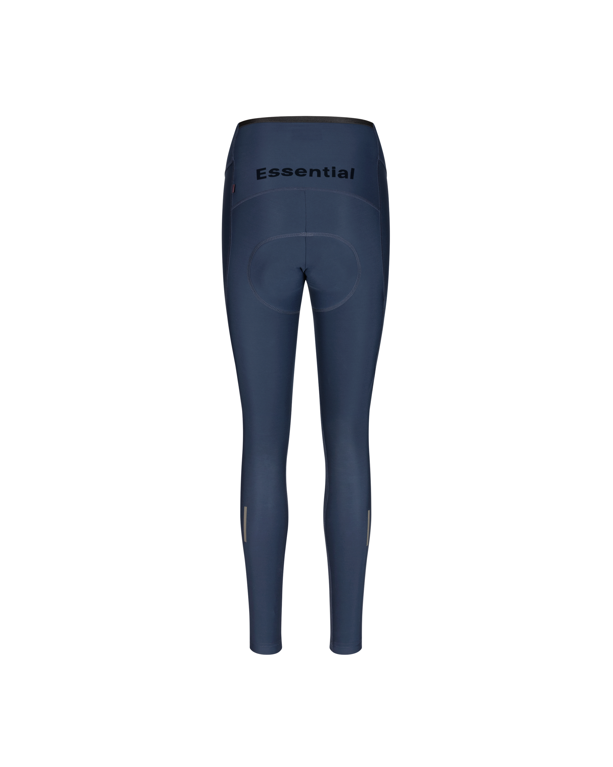 Navy Essential thermal long tights, rear flat lay with Essential waistband print