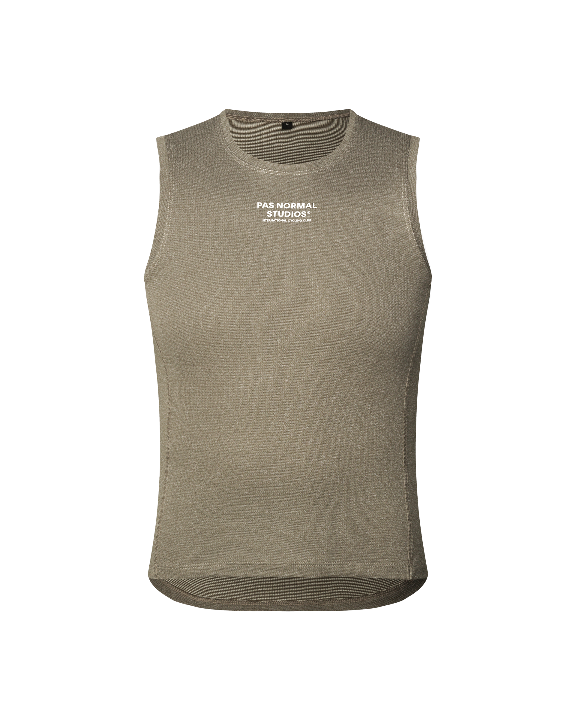 Earth Mid Sleeveless baselayer, front flat lay with white chest print