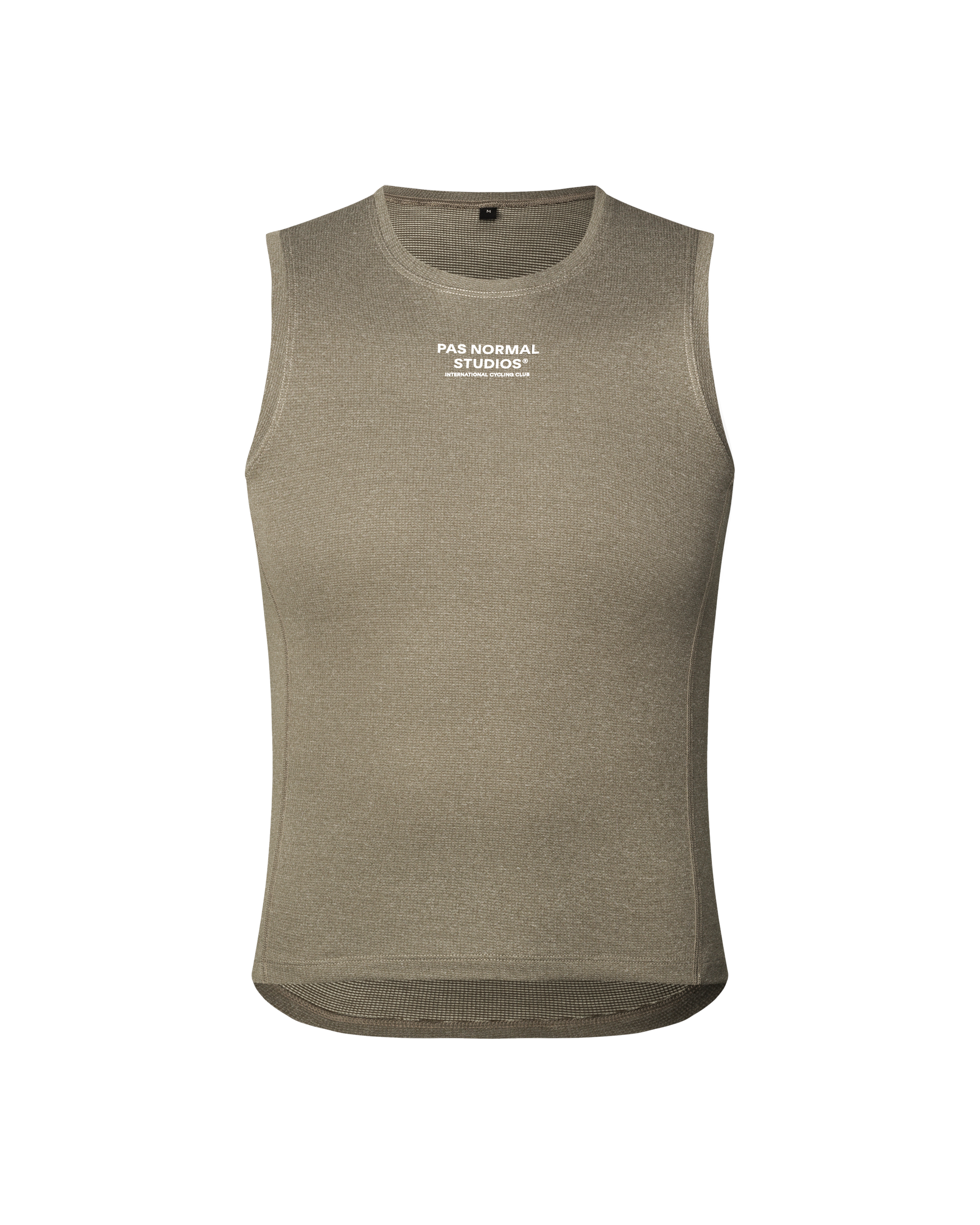 Earth Mid Sleeveless baselayer, front flat lay with white chest print