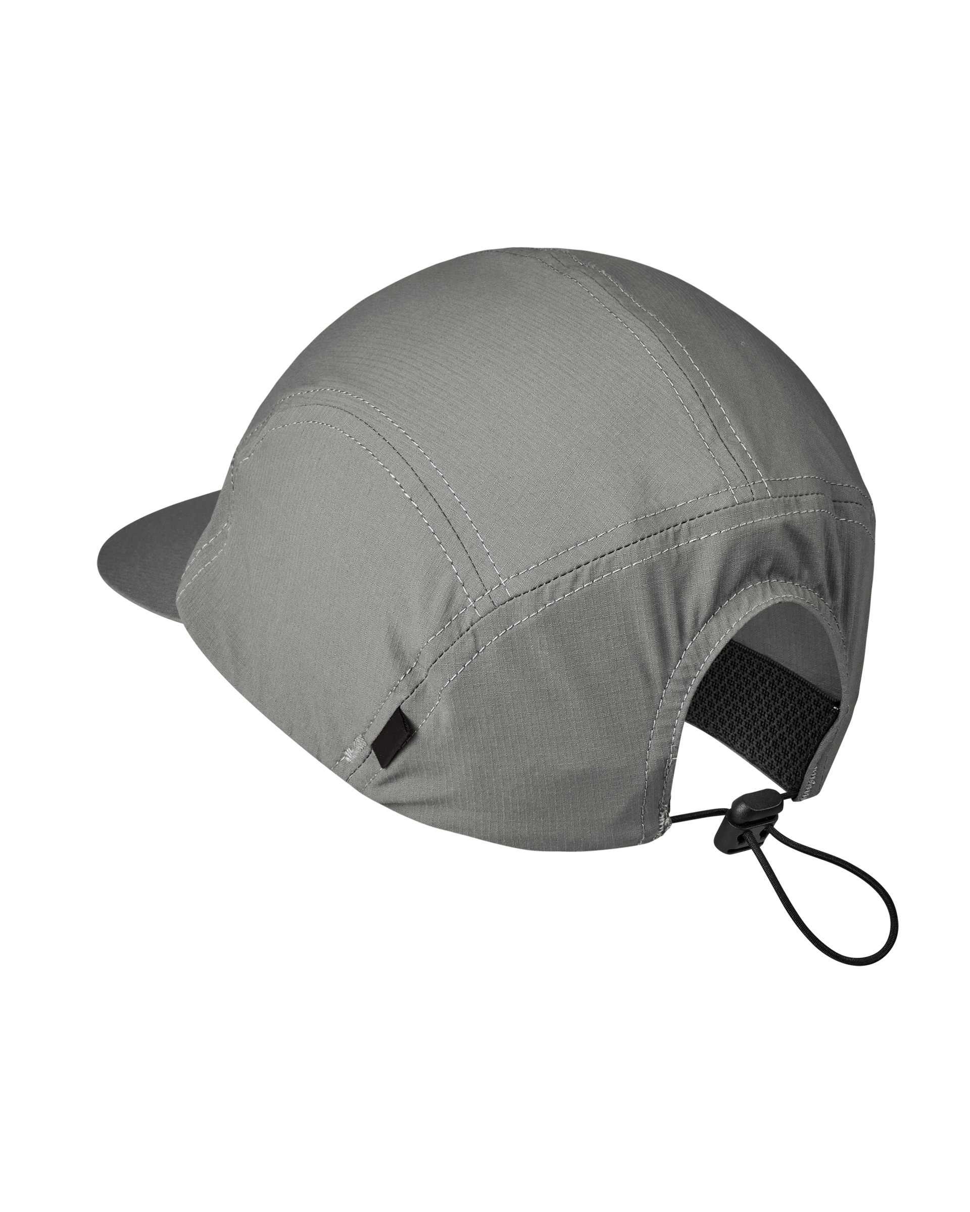 Medium Grey Balance cap, three-quarter rear view with contrast stitching and adjustable cord toggle