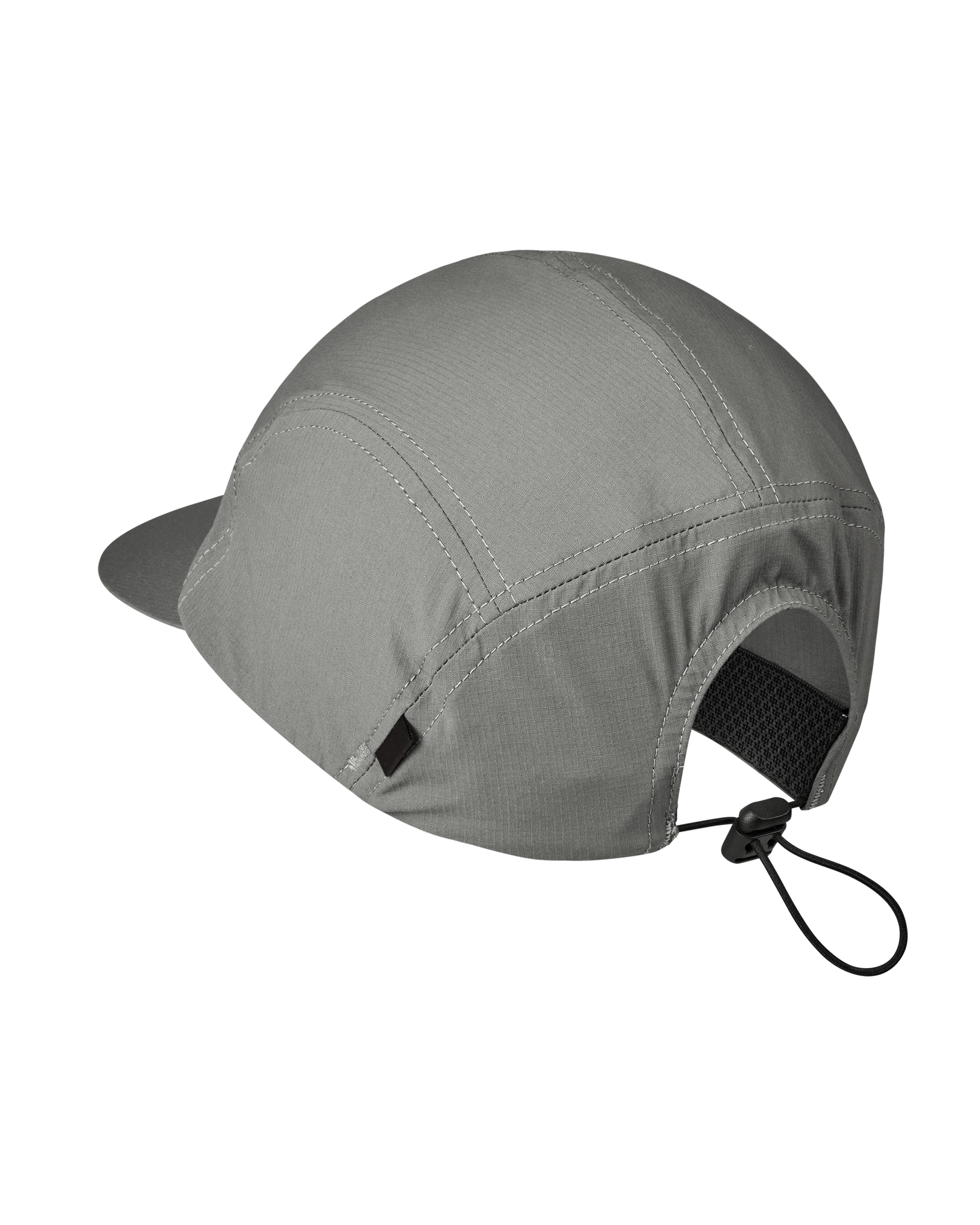 Medium Grey Balance cap, three-quarter rear view with contrast stitching and adjustable cord toggle