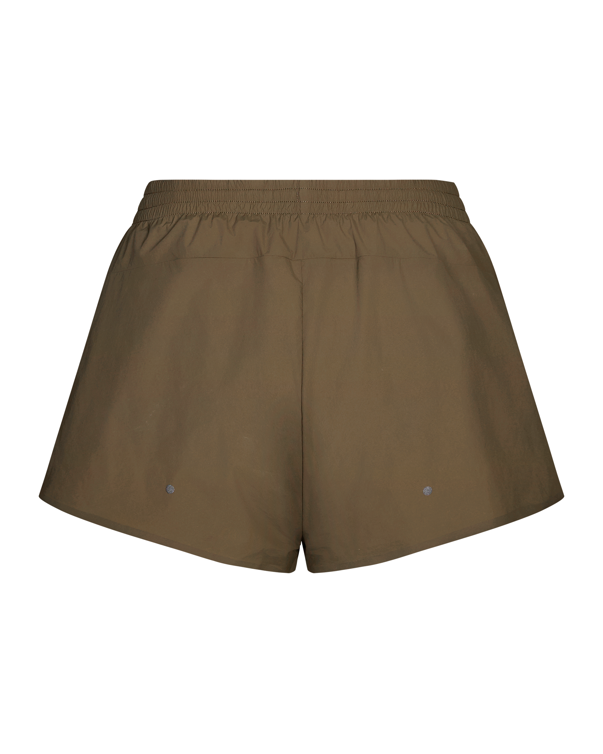 Dark Stone T.K.O. Balance shorts, rear flat lay with elastic waistband