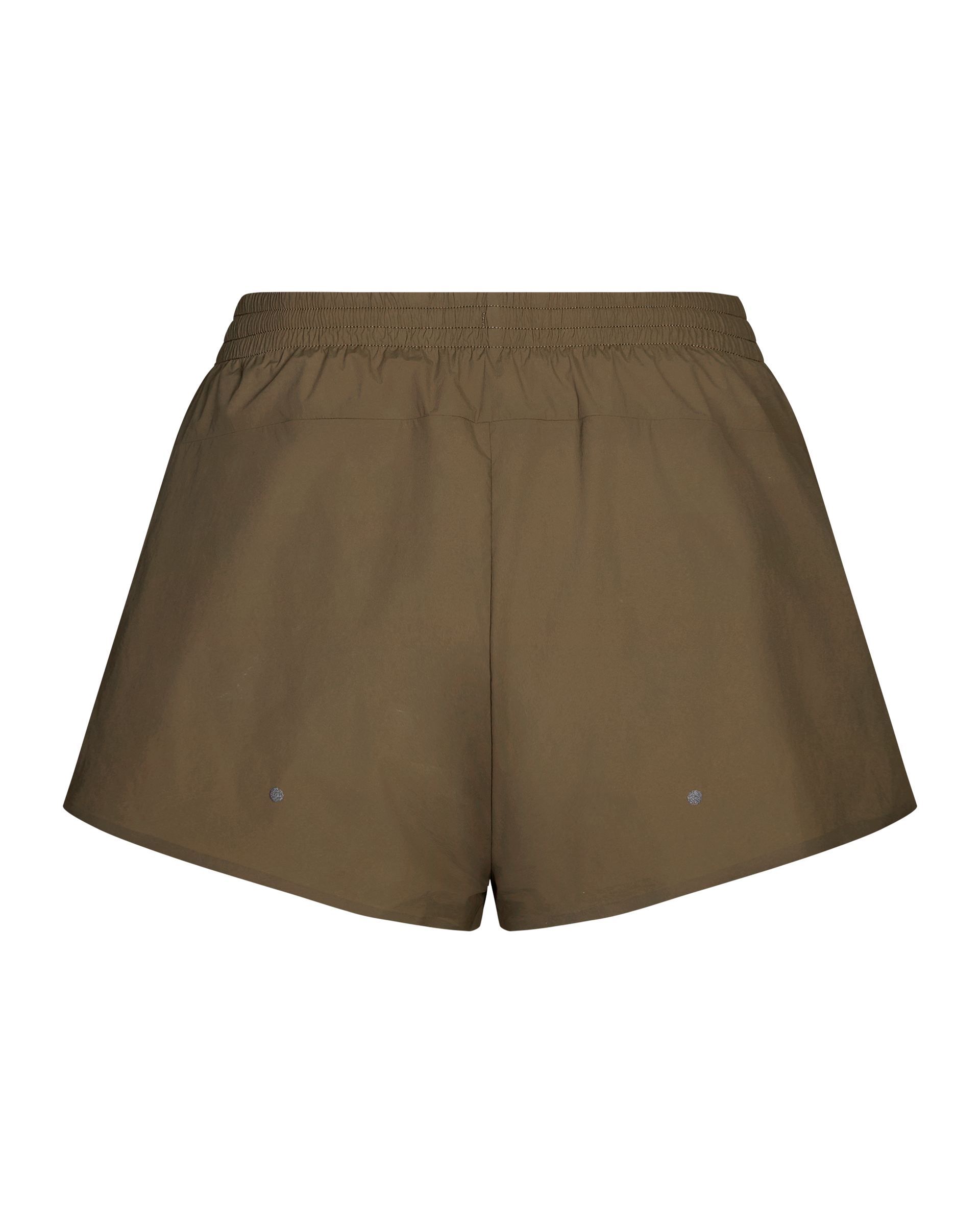 Dark Stone T.K.O. Balance shorts, rear flat lay with elastic waistband