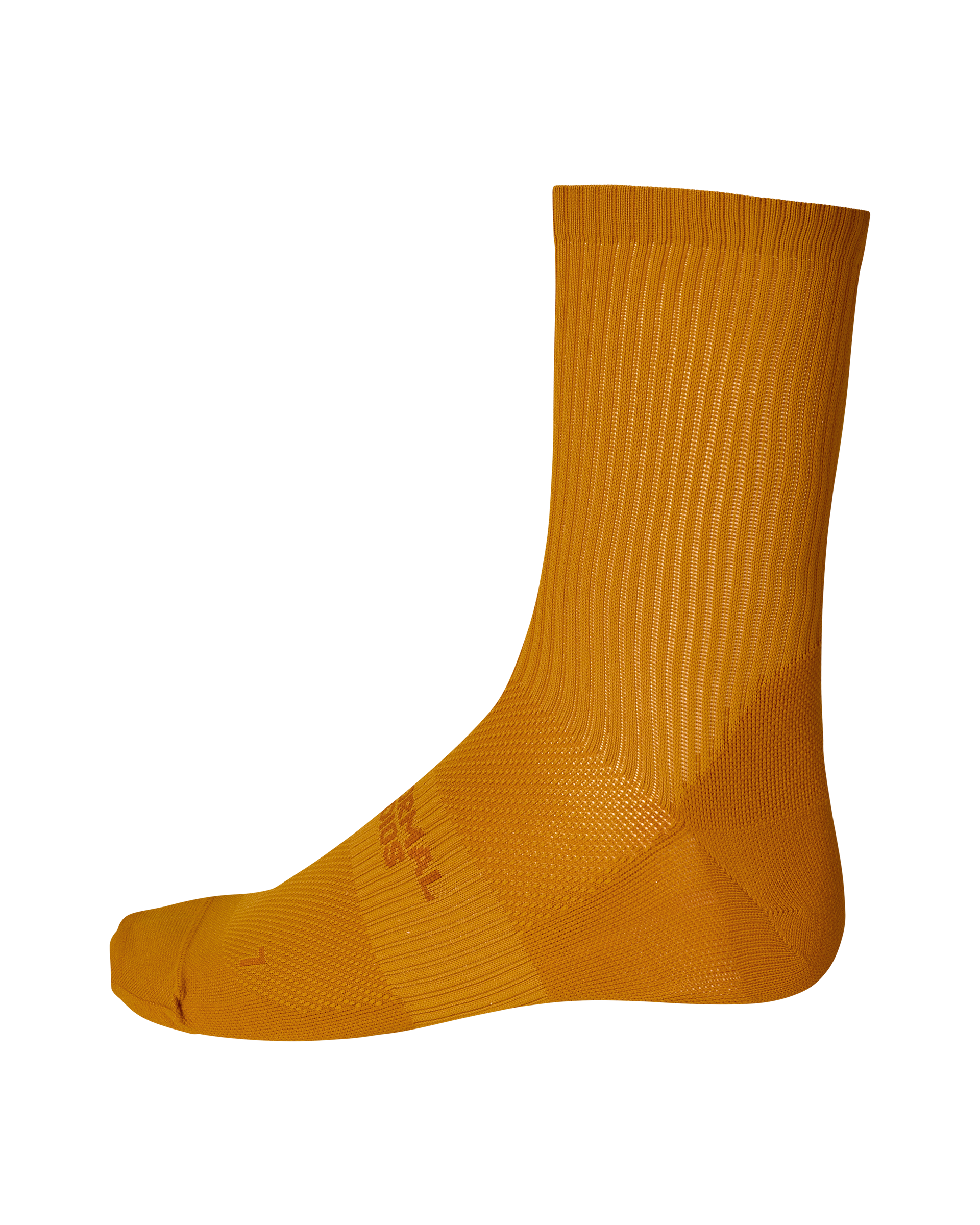 Ochre Balance cycling socks, side view with ribbed cuff