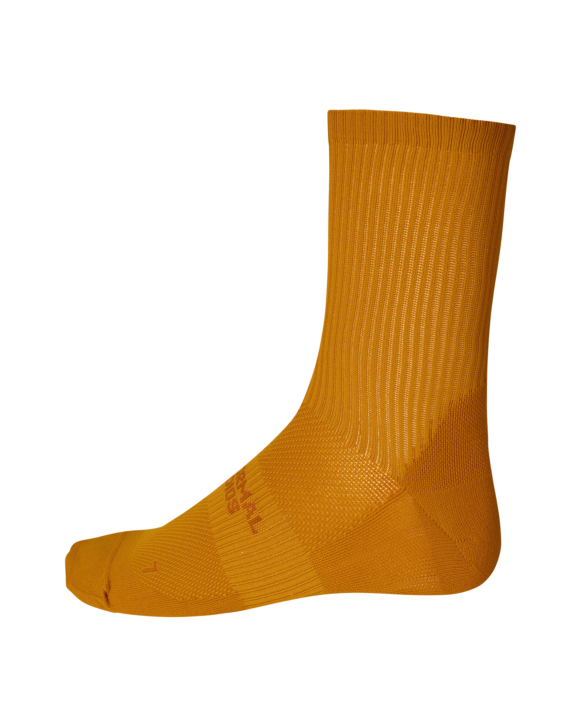 Ochre Balance cycling socks, side view with ribbed cuff