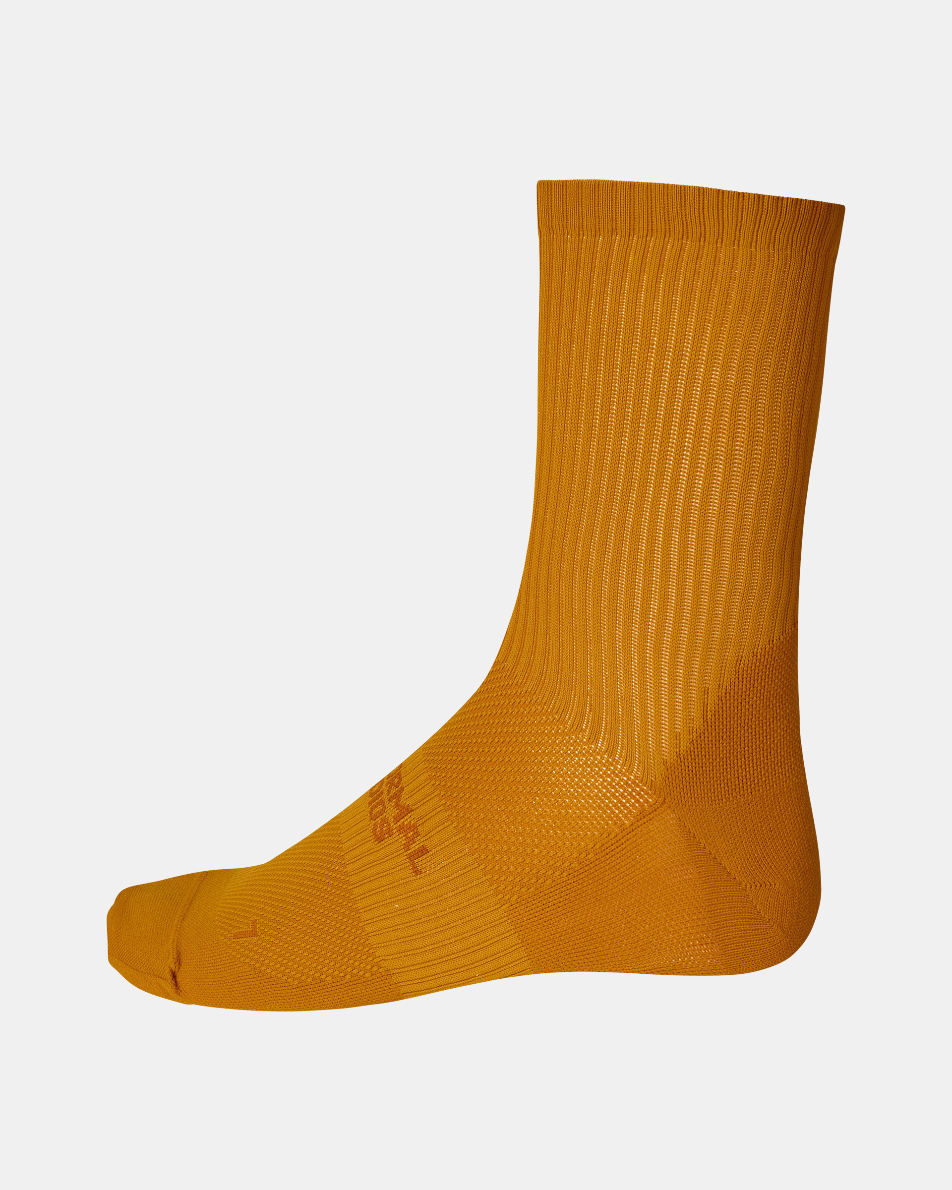 Ochre Balance cycling socks, side view with ribbed cuff