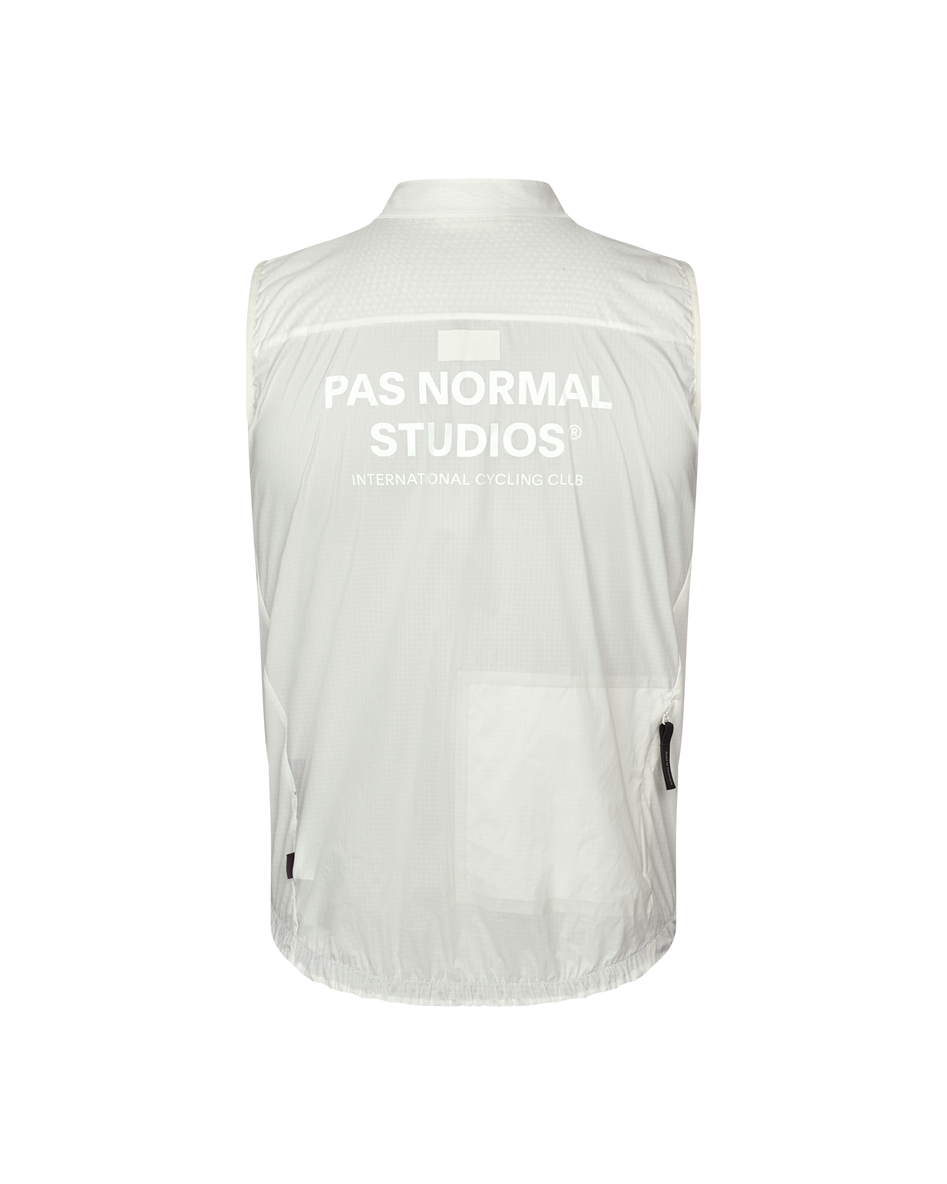 Off White Essential Insulated cycling gilet, rear view with white logo print