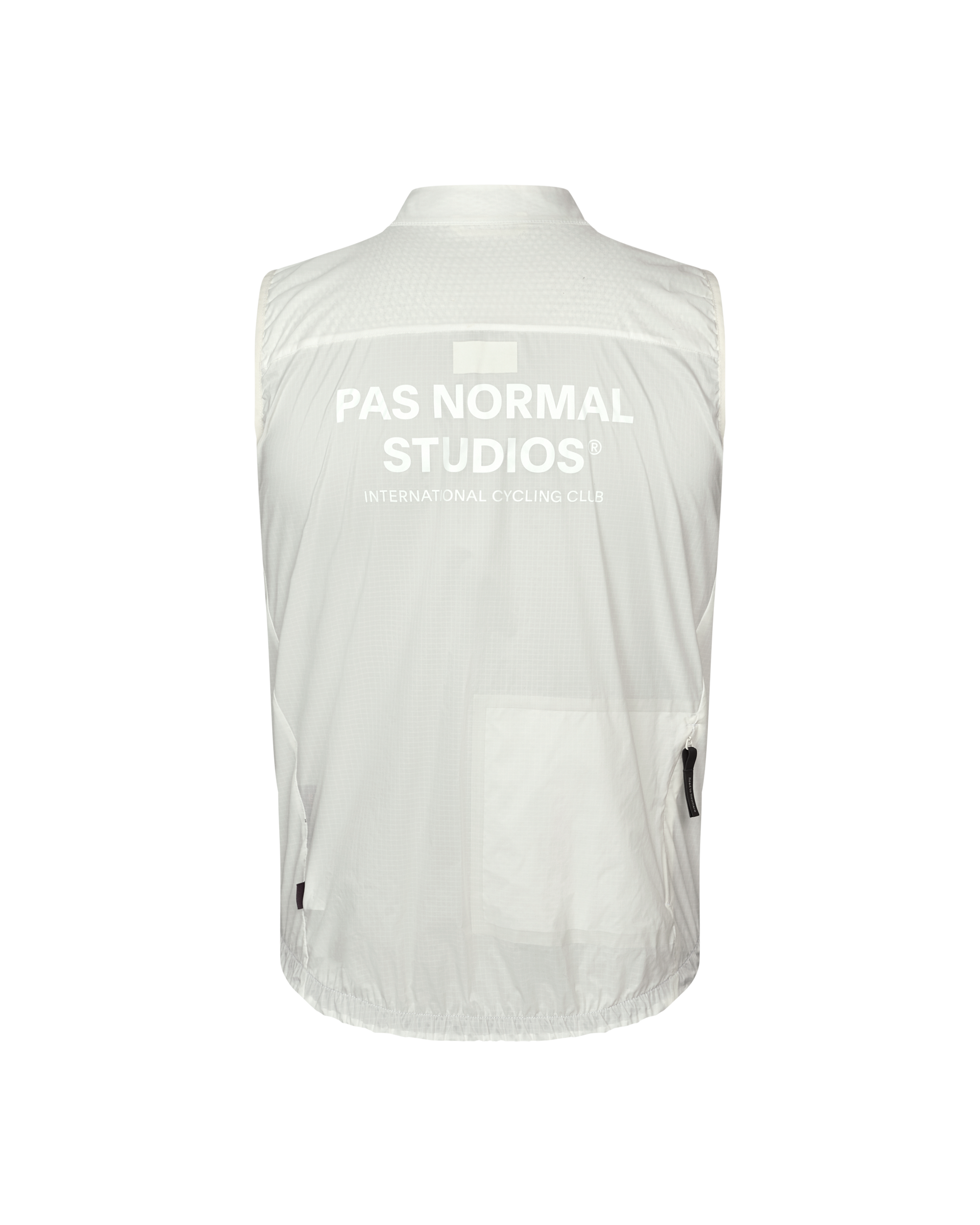 Off White Essential Insulated cycling gilet, rear view with white logo print