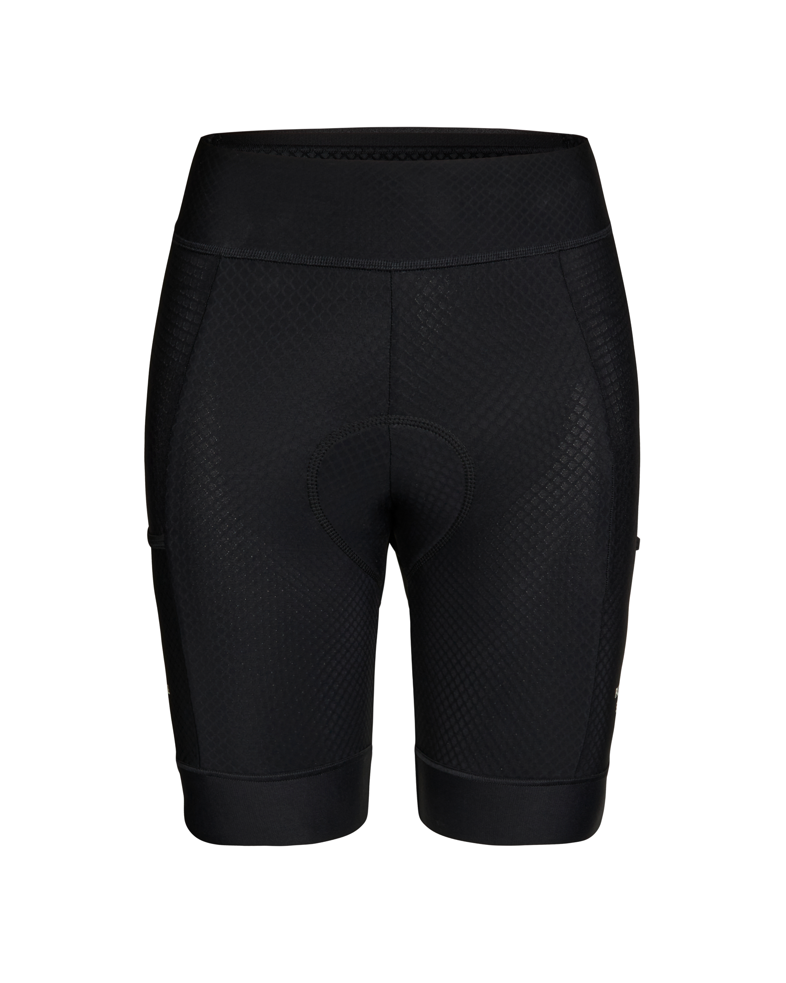 Black Essential short tights, rear flat lay with textured fabric and wide waistband