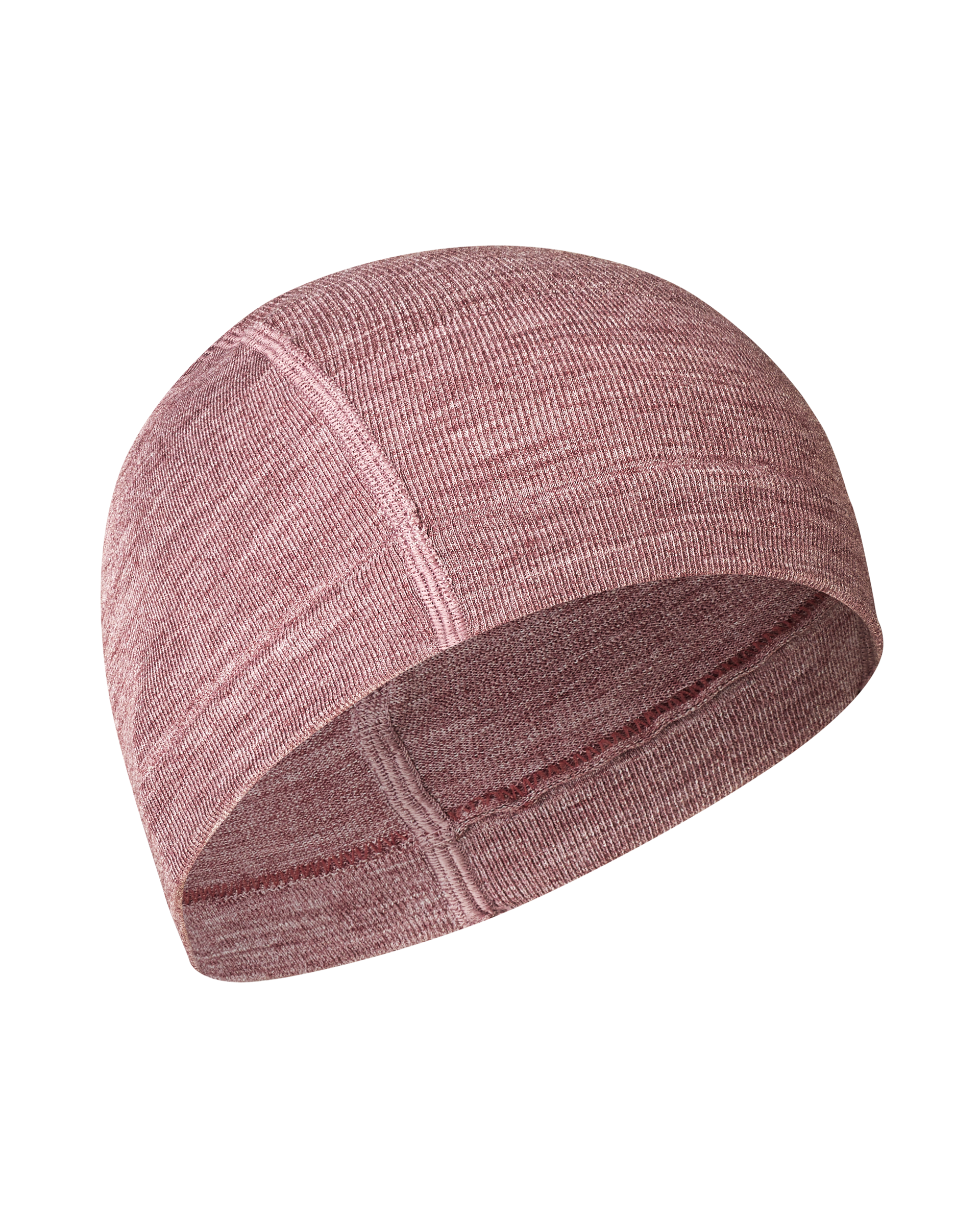 Maroon Logo Merino Knit beanie, three-quarter view with ribbed texture and folded brim