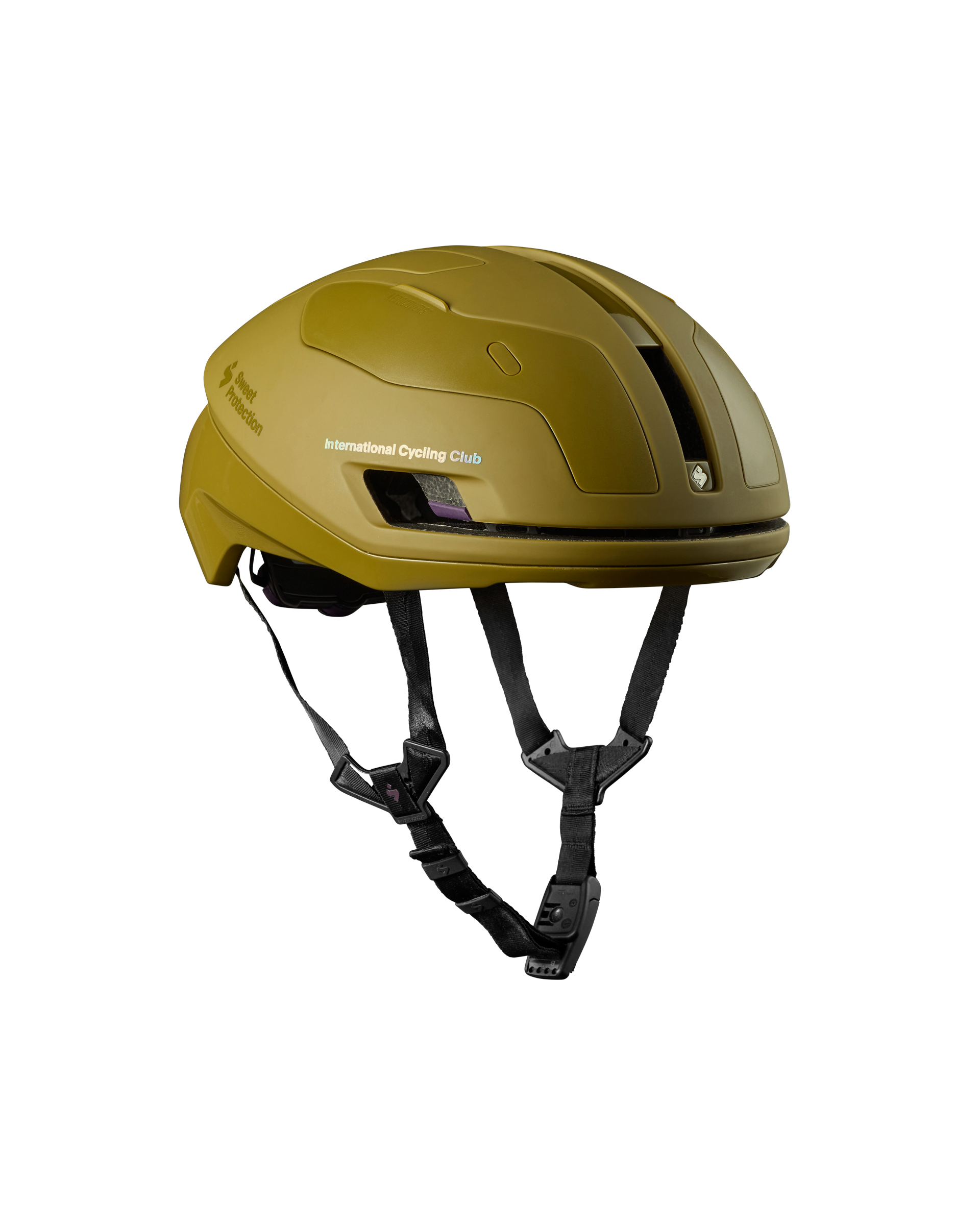 Khaki Green Sweet Protection Falconer Aero2Vi MIPS cycling helmet, three-quarter view with aerodynamic shell