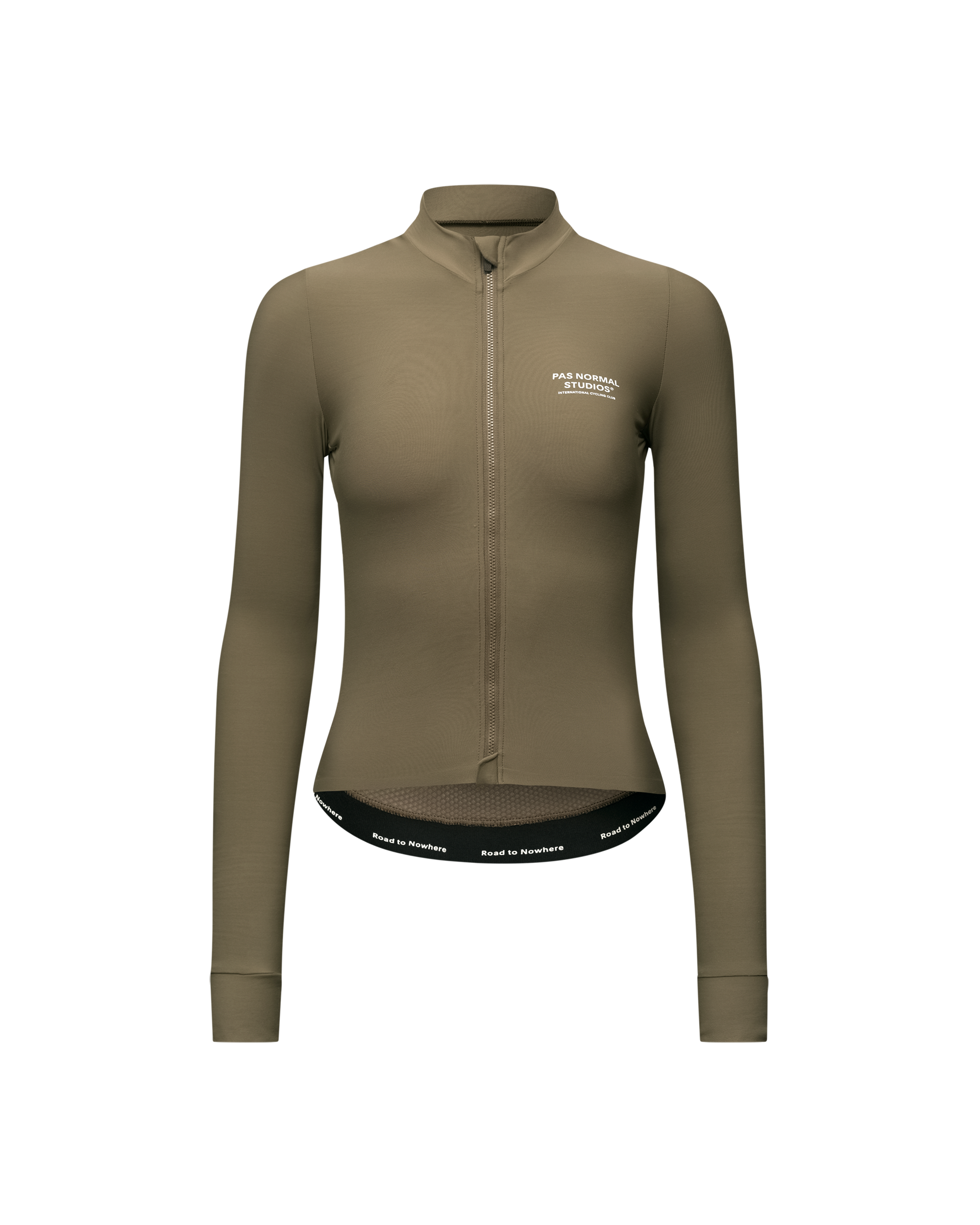 Mud Mechanism long sleeve cycling jersey, front view with white chest logo