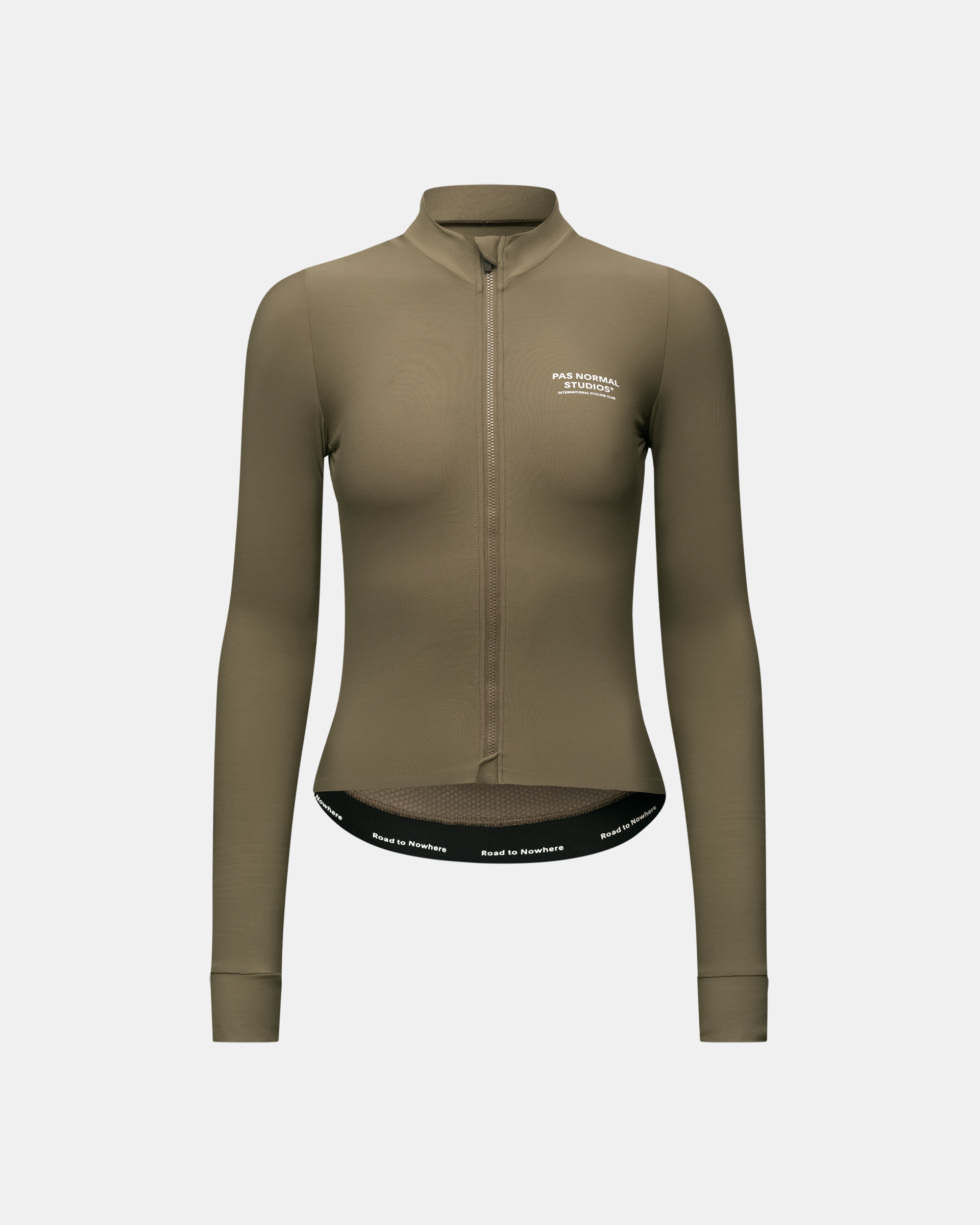 Mud Mechanism long sleeve cycling jersey, front view with white chest logo