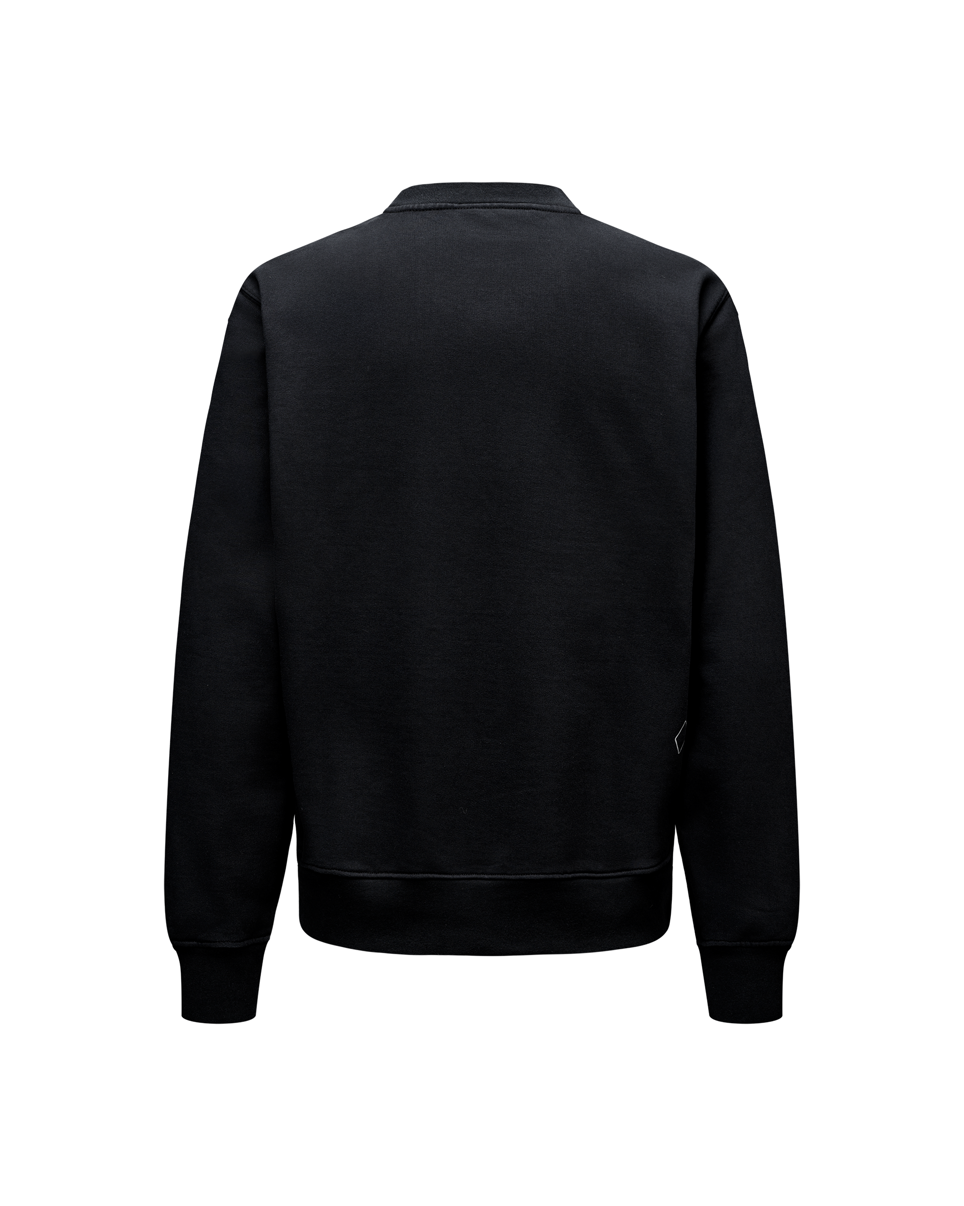 Black Off-Race sweatshirt, rear flat lay with ribbed cuffs and hem