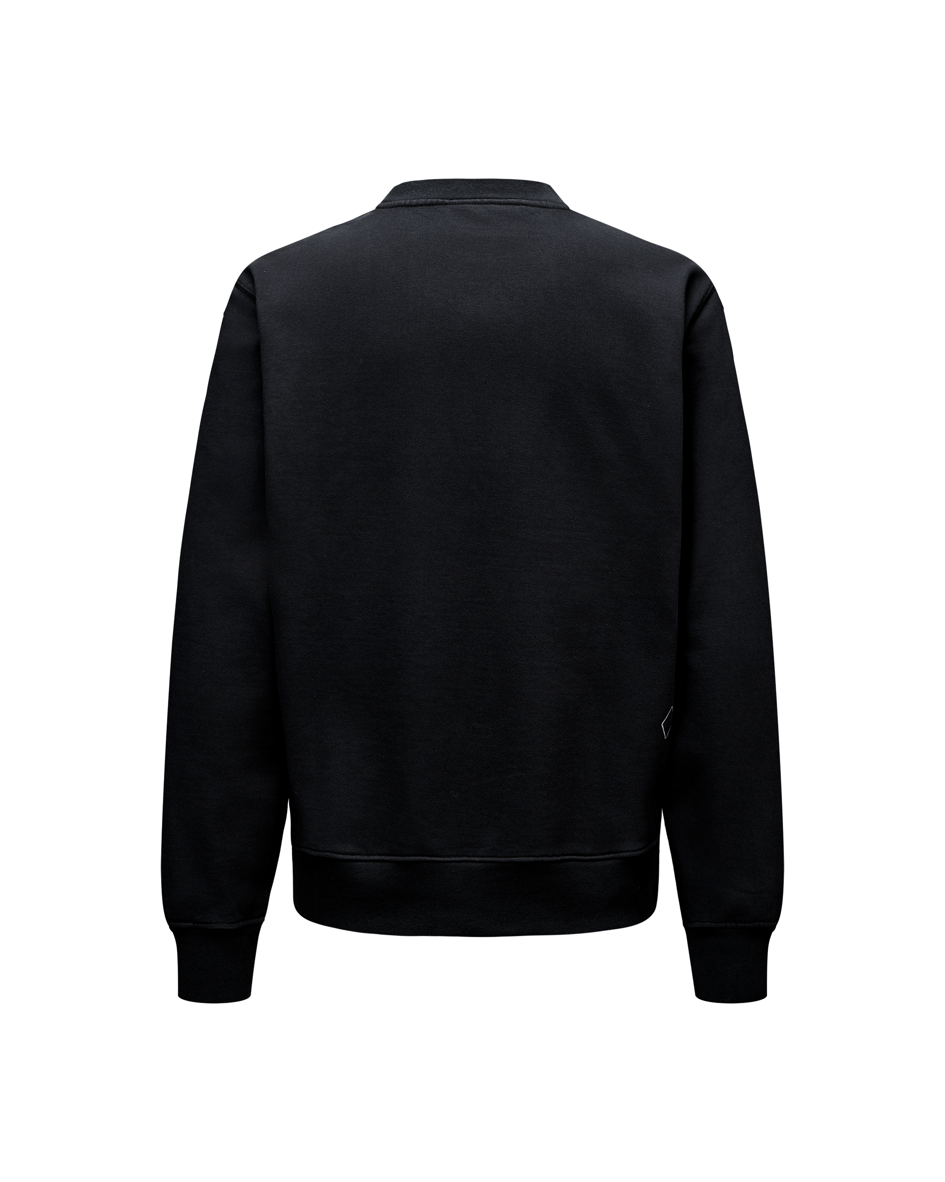 Black Off-Race sweatshirt, rear flat lay with ribbed cuffs and hem