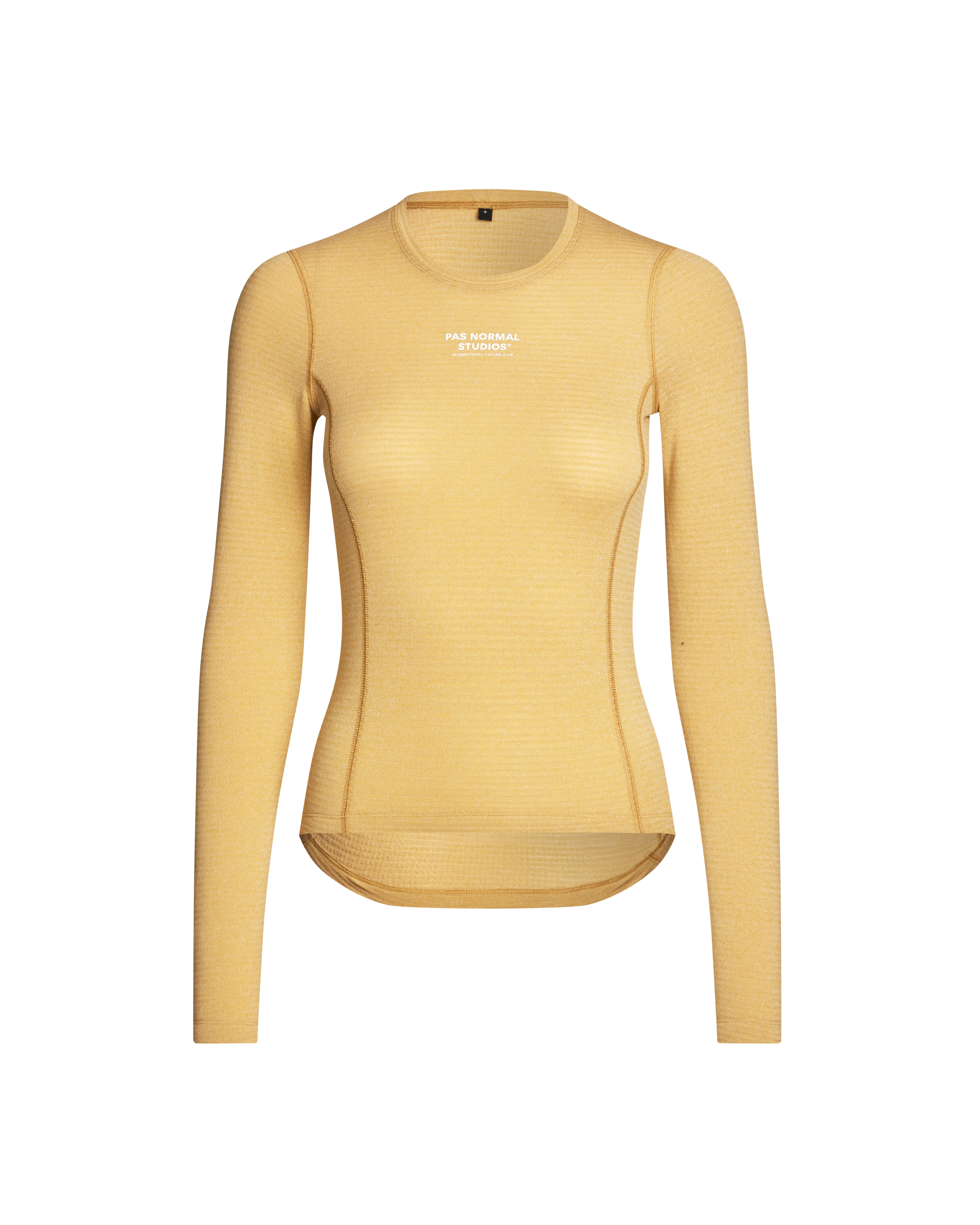 Camel thermal long sleeve base layer, front view with white chest logo