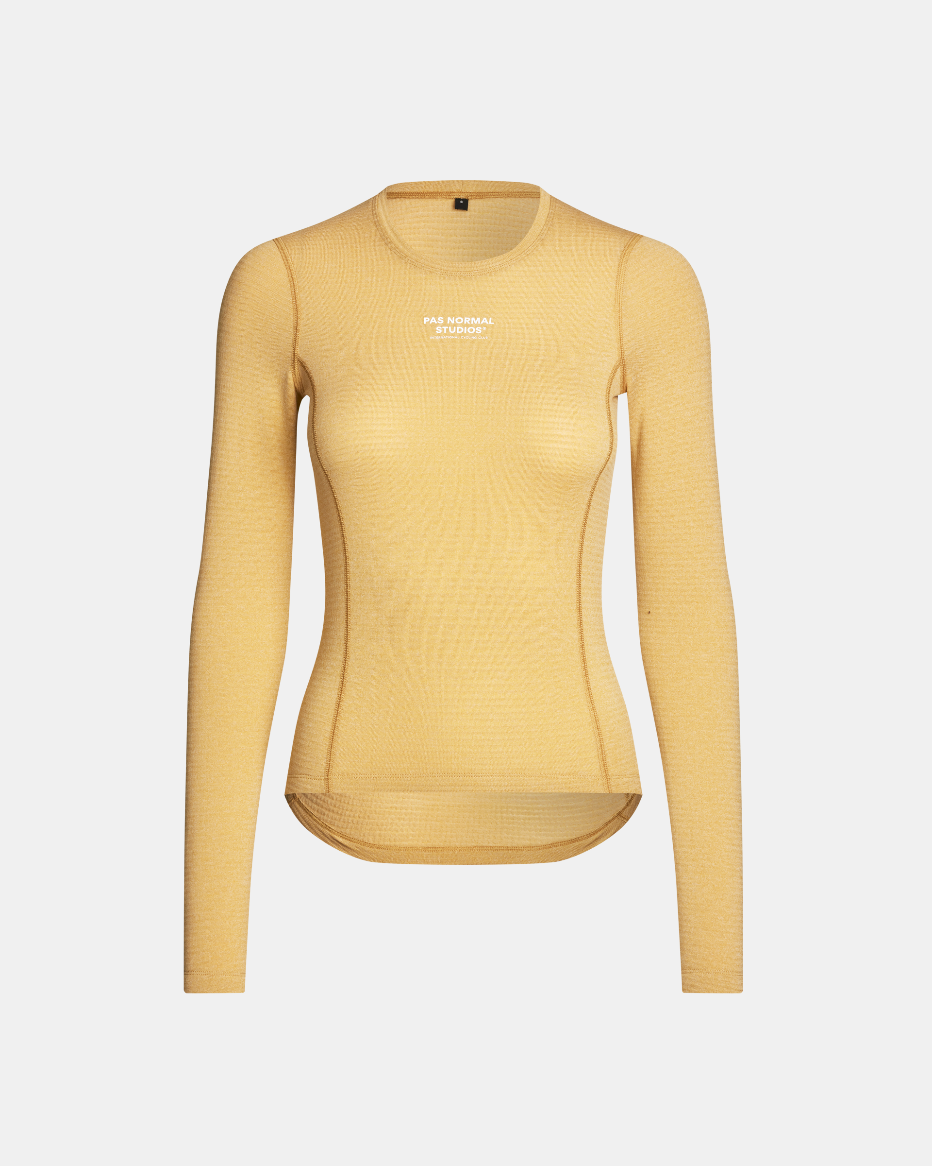 Camel thermal long sleeve base layer, front view with white chest logo