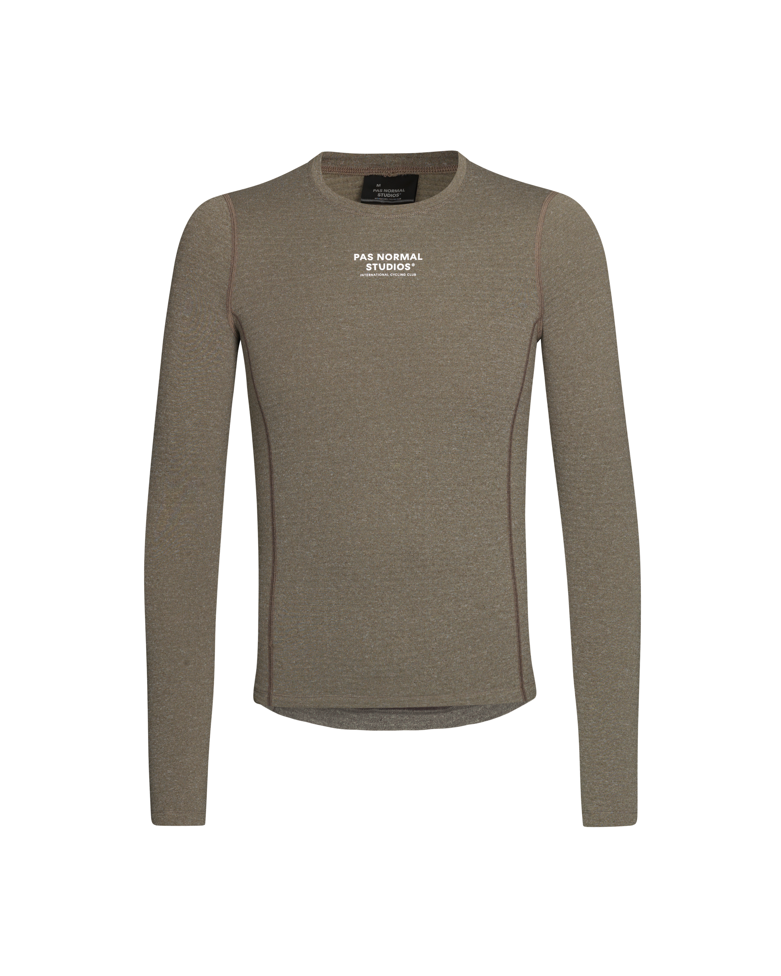 Dark Stone thermal long sleeve base layer, front flat lay with white chest print