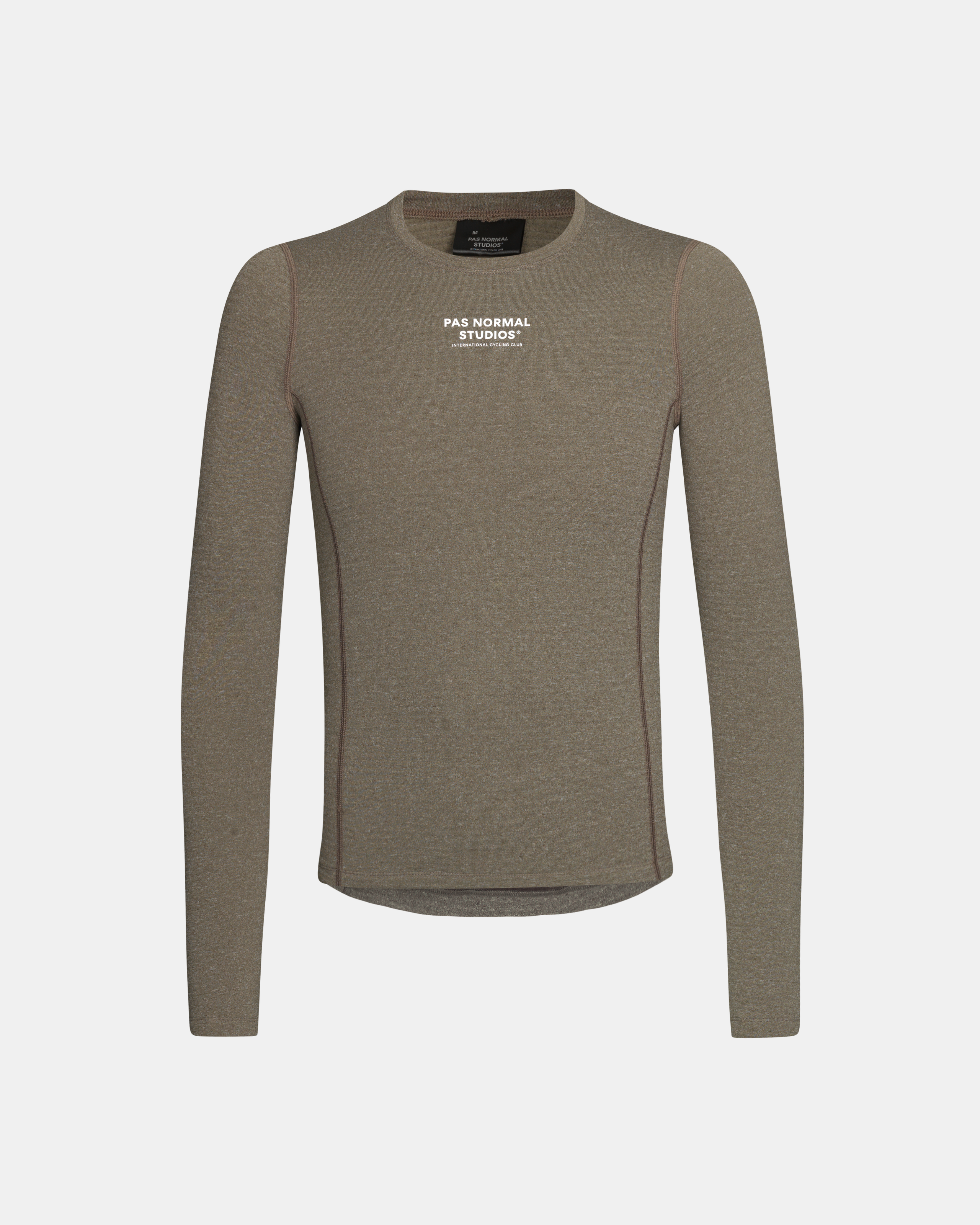 Dark Stone thermal long sleeve base layer, front flat lay with white chest print