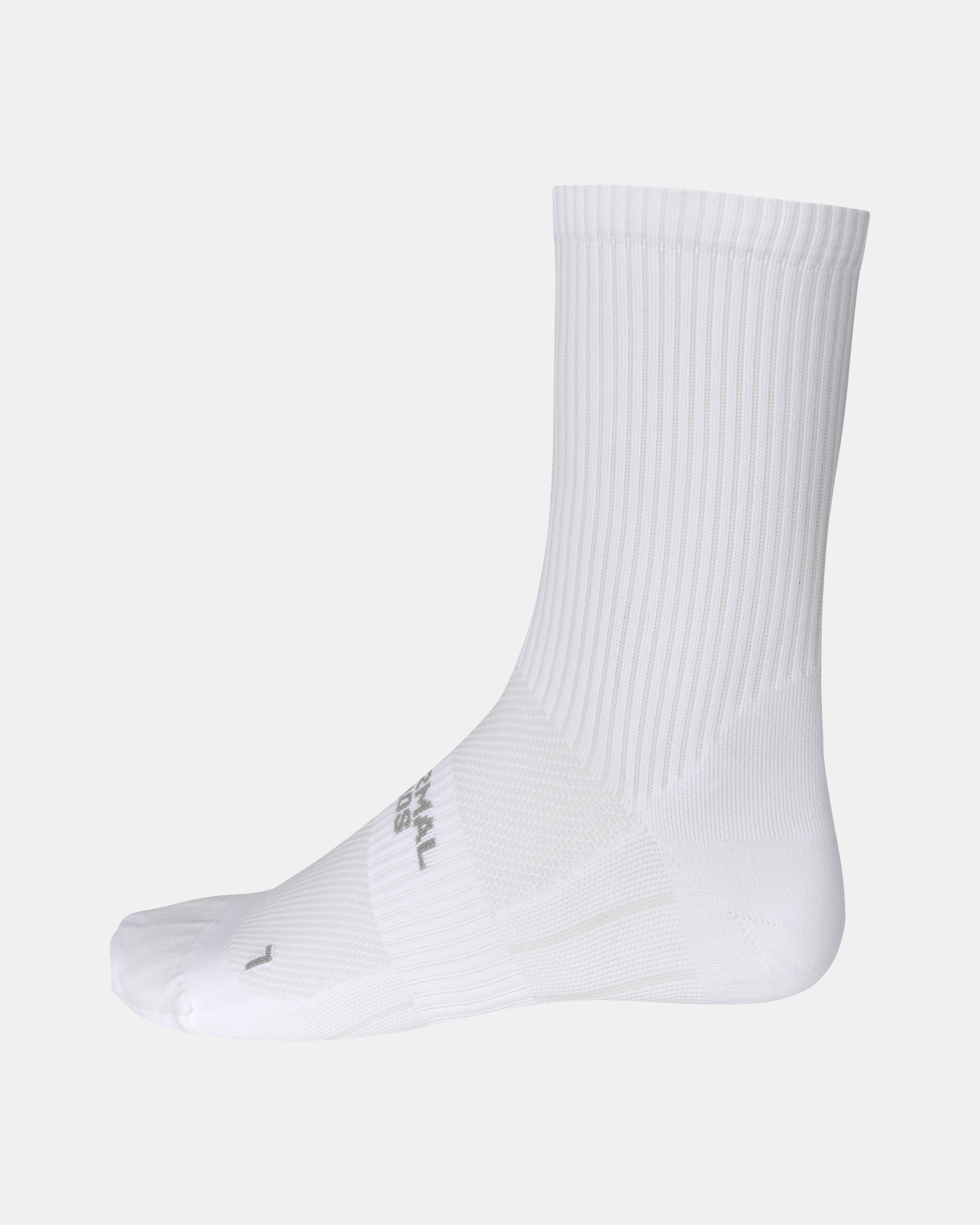 White Balance Quarter cycling sock, side view with ribbed cuff