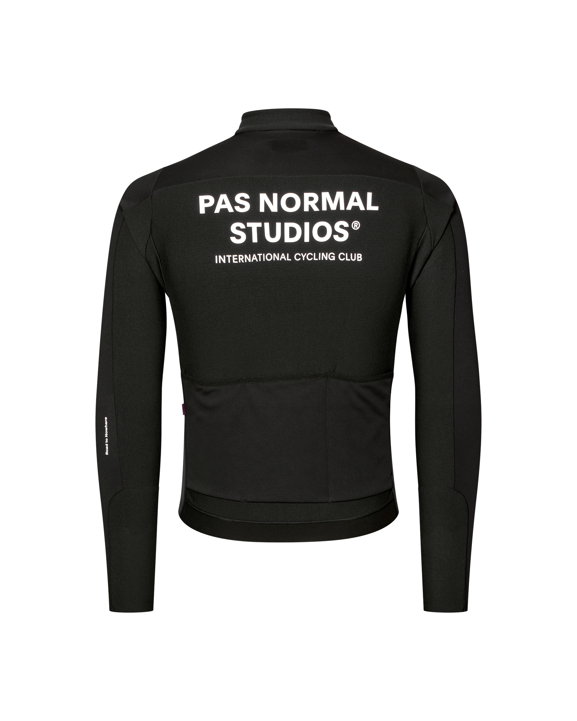 Black Mechanism Thermal Long Sleeve cycling jersey 2.0, rear flat lay with white back print
