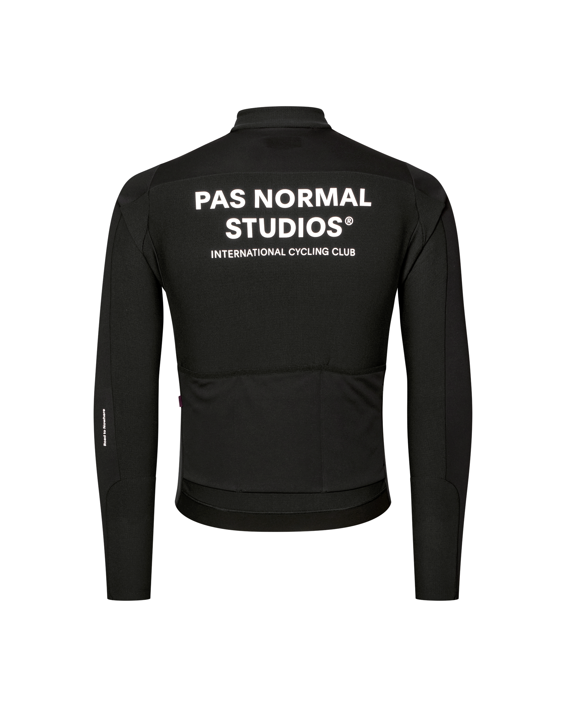 Black Mechanism Thermal Long Sleeve cycling jersey 2.0, rear flat lay with white back print