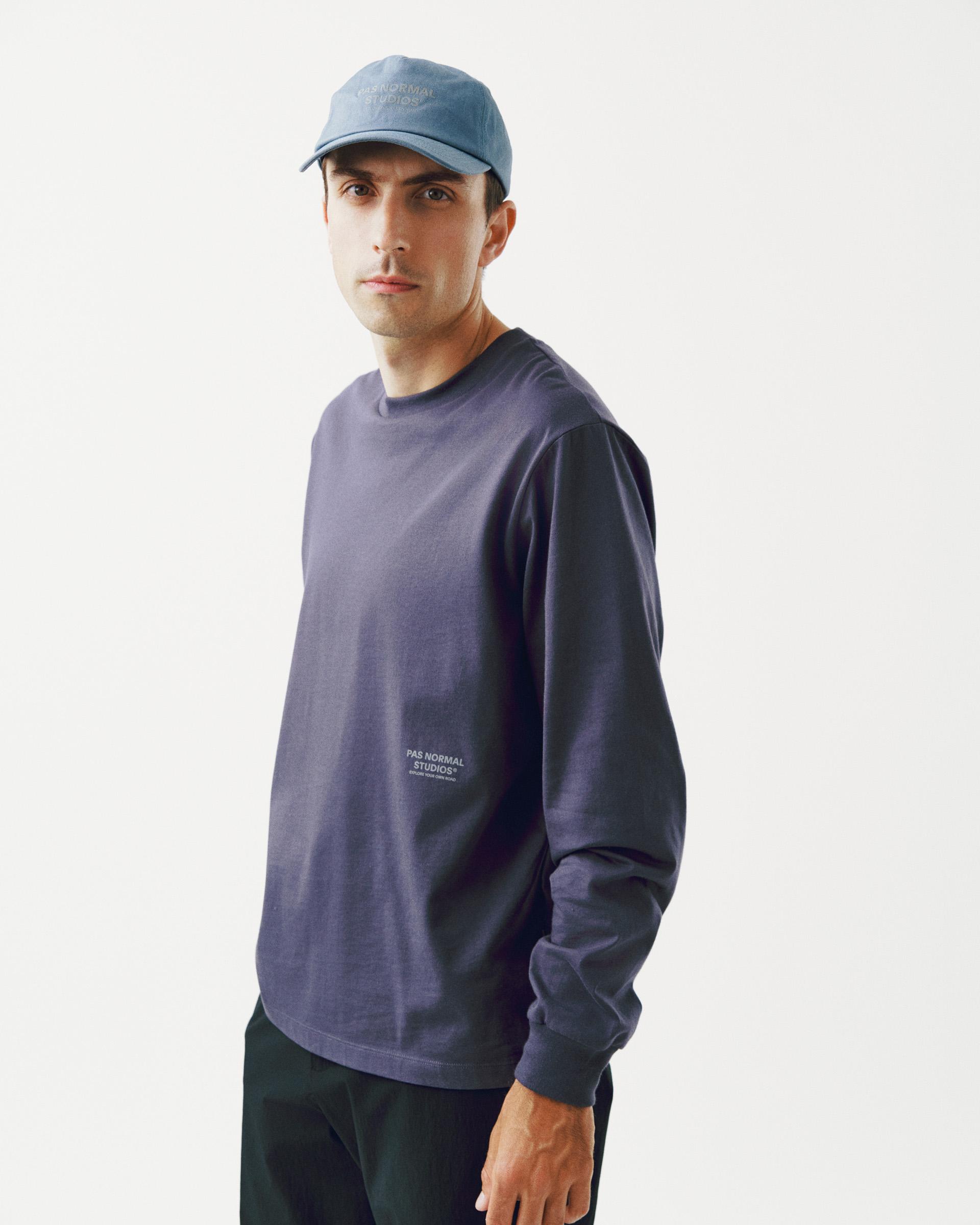 Steel Off-Race Graphic long sleeve t-shirt on model with white chest logo