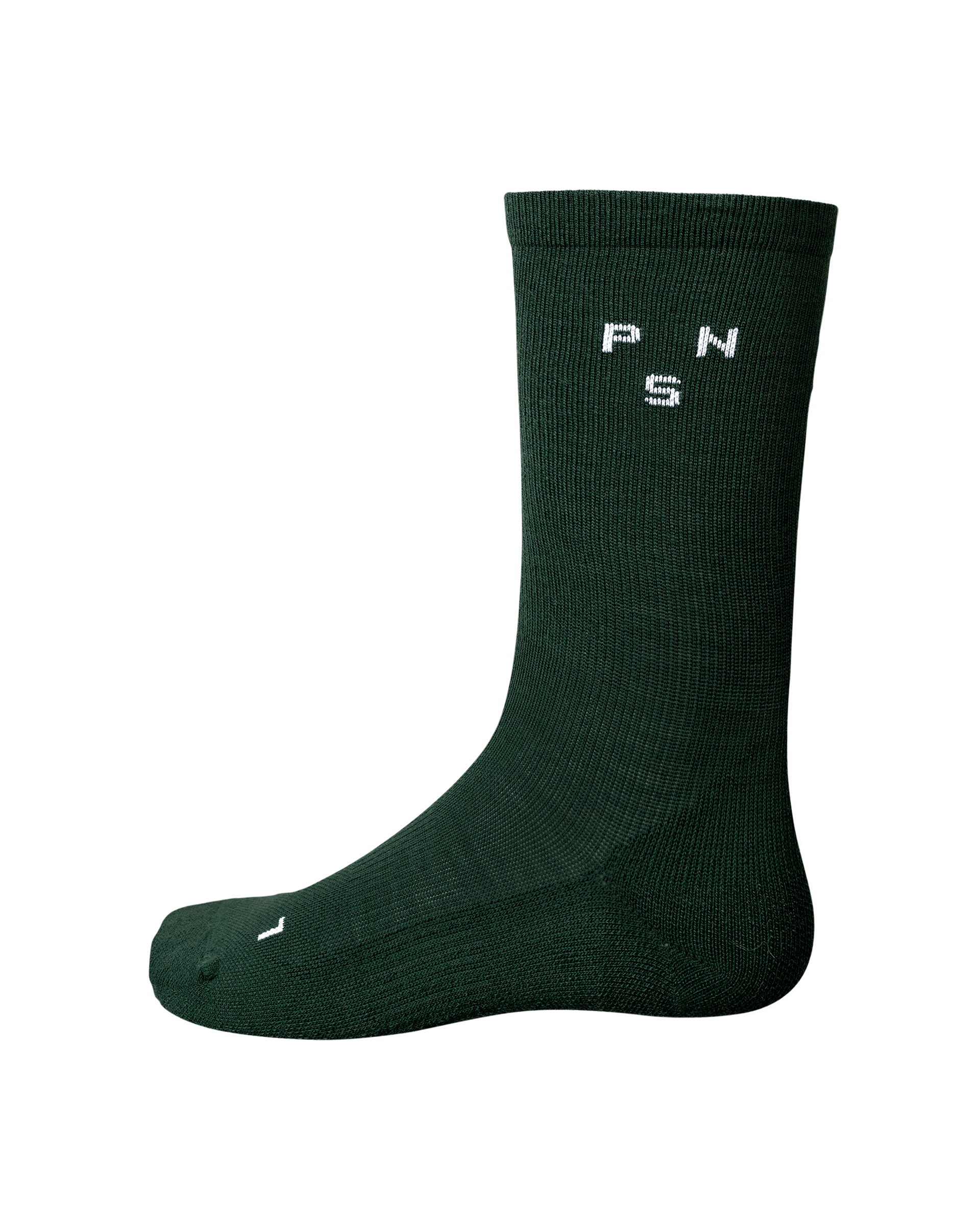Petroleum Essential Thermal Wool cycling sock, side view with white logo on cuff
