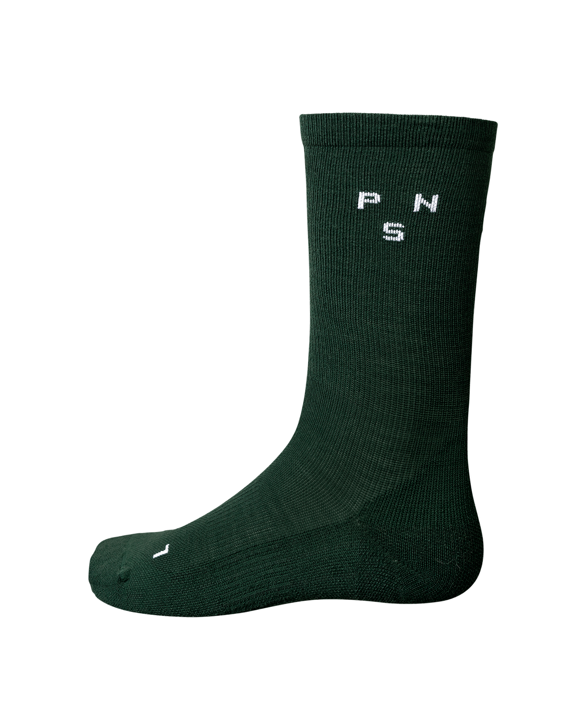 Petroleum Essential Thermal Wool cycling sock, side view with white logo on cuff