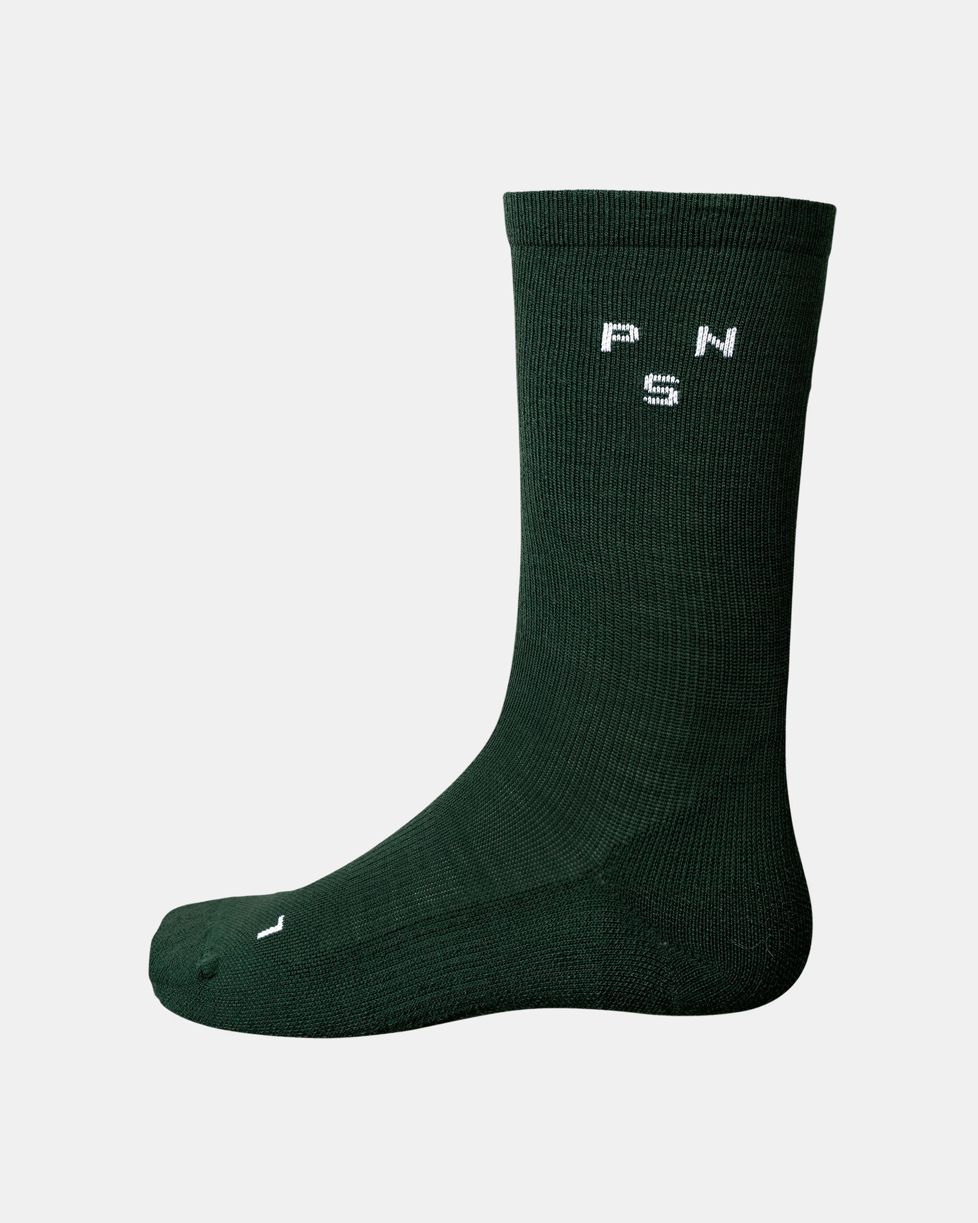 Petroleum Essential Thermal Wool cycling sock, side view with white logo on cuff