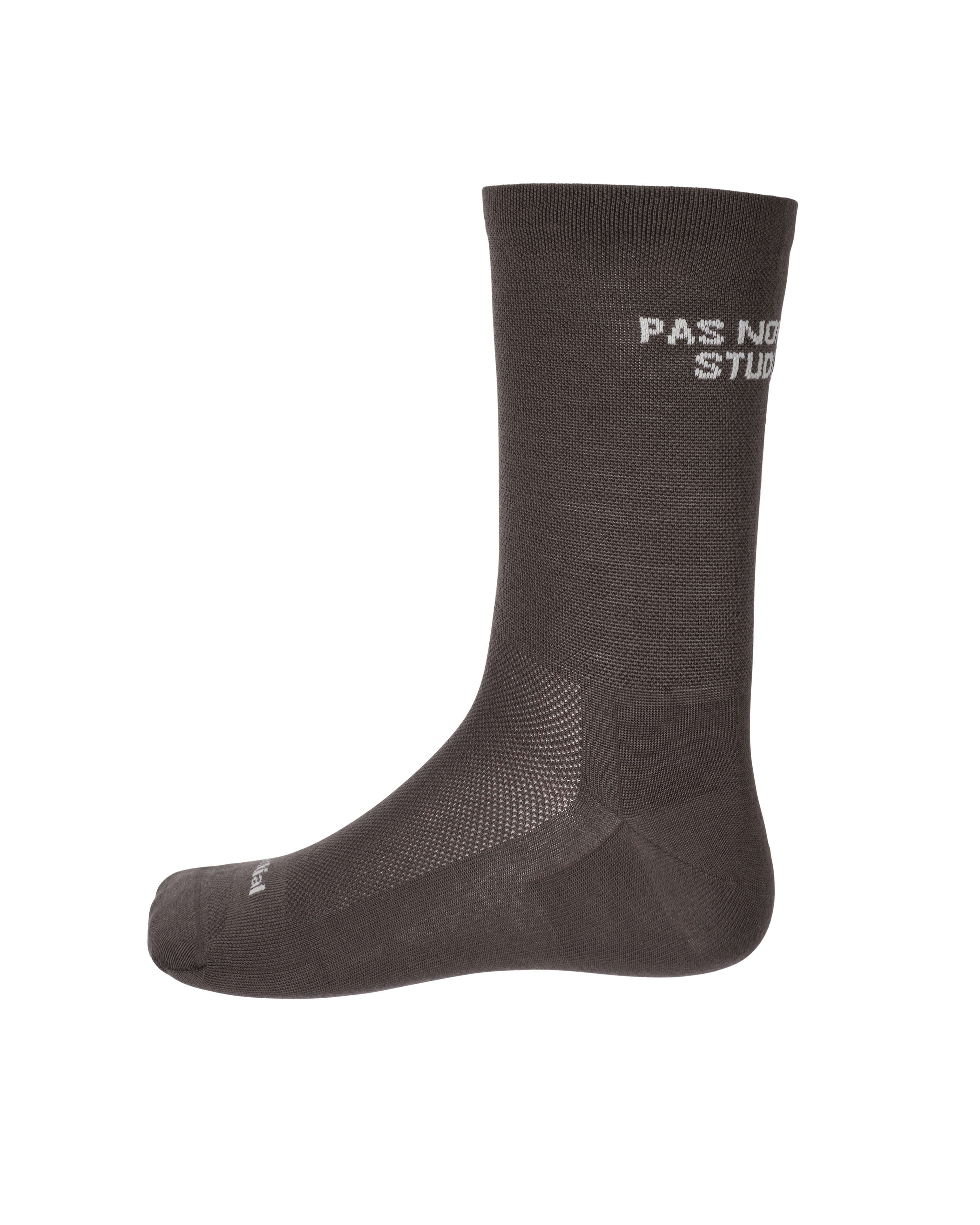Light Brown Essential cycling socks, side view with white knit branding