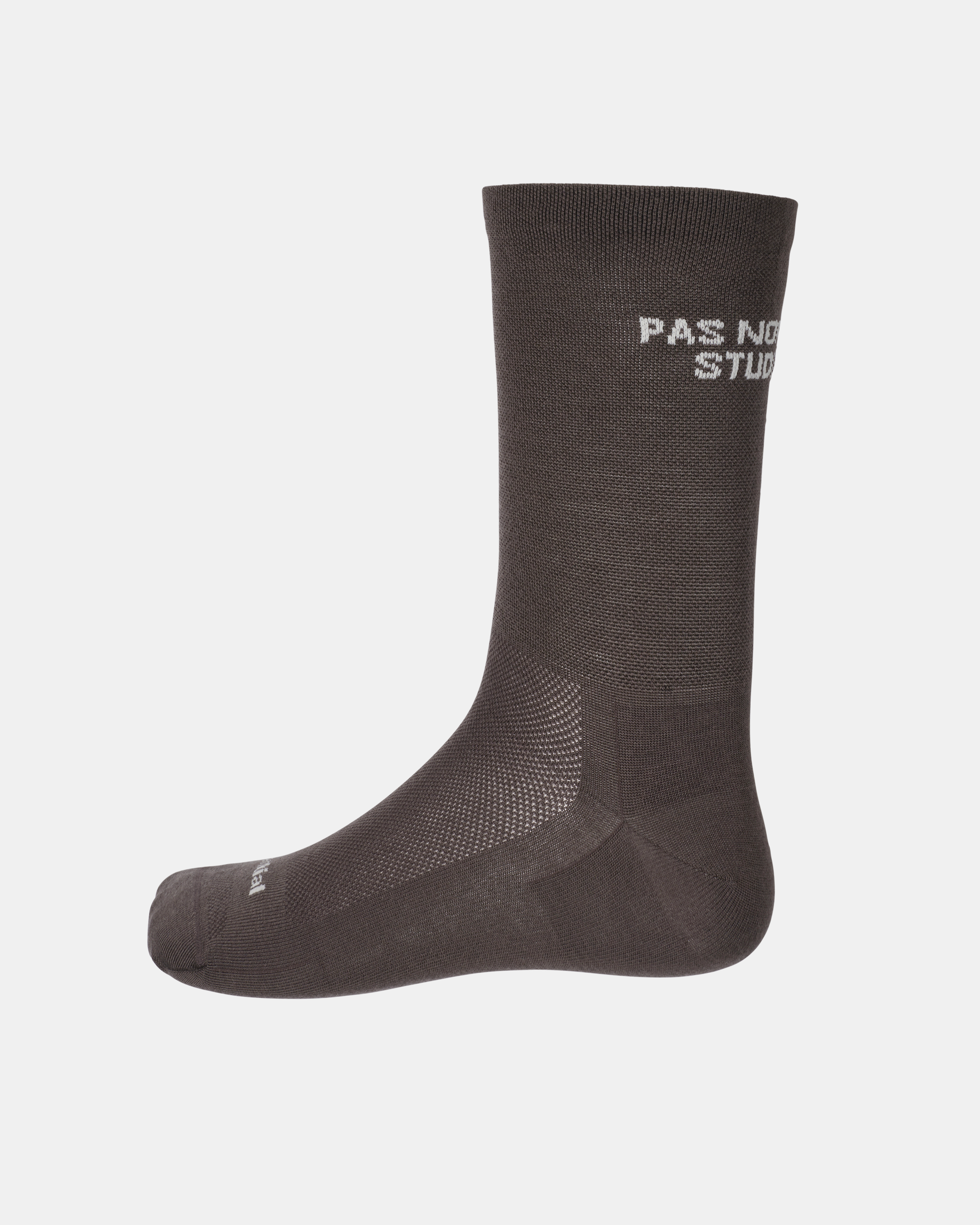 Light Brown Essential cycling socks, side view with white knit branding