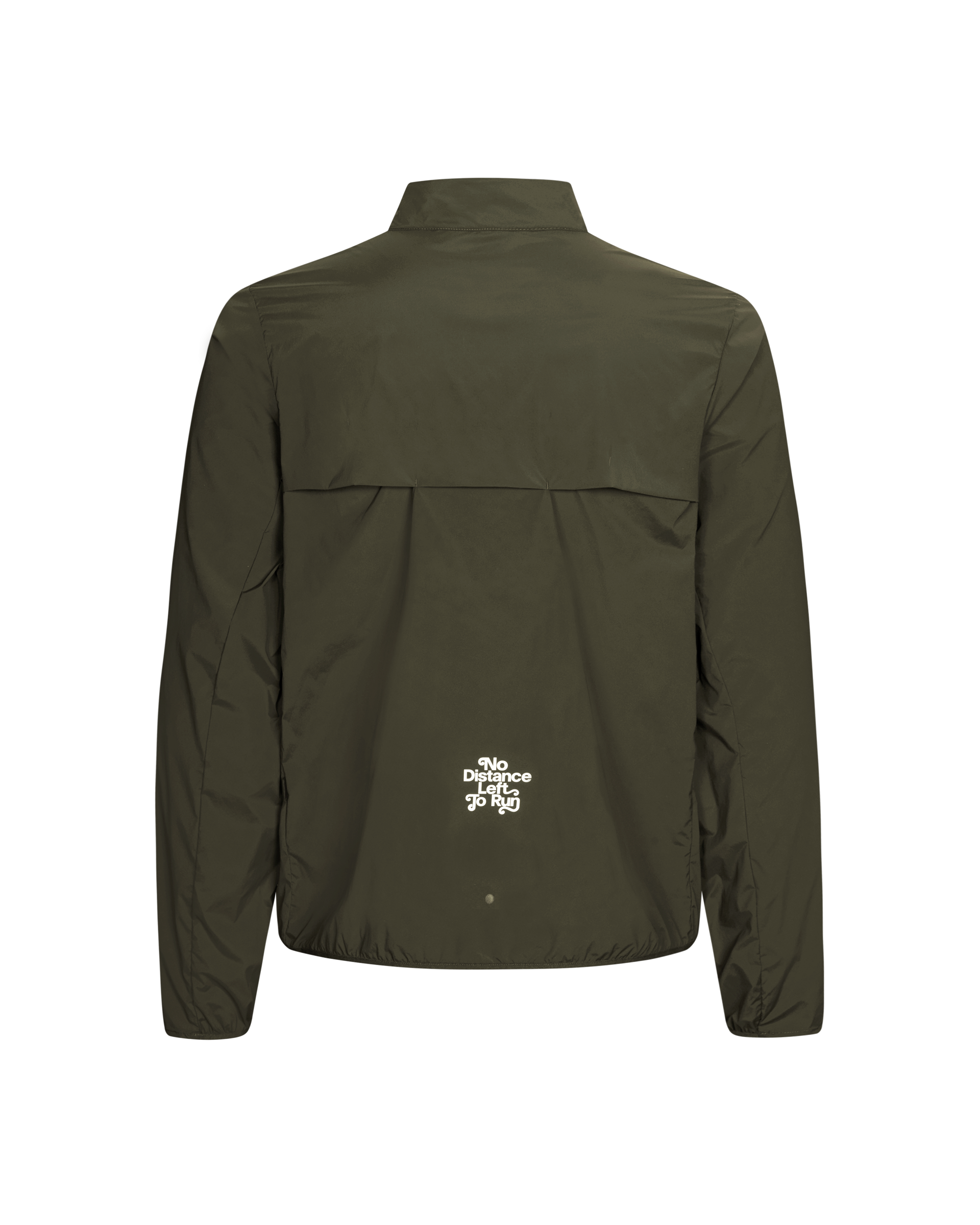 Dark Olive Balance Half Zip jacket, rear flat lay with white logo print