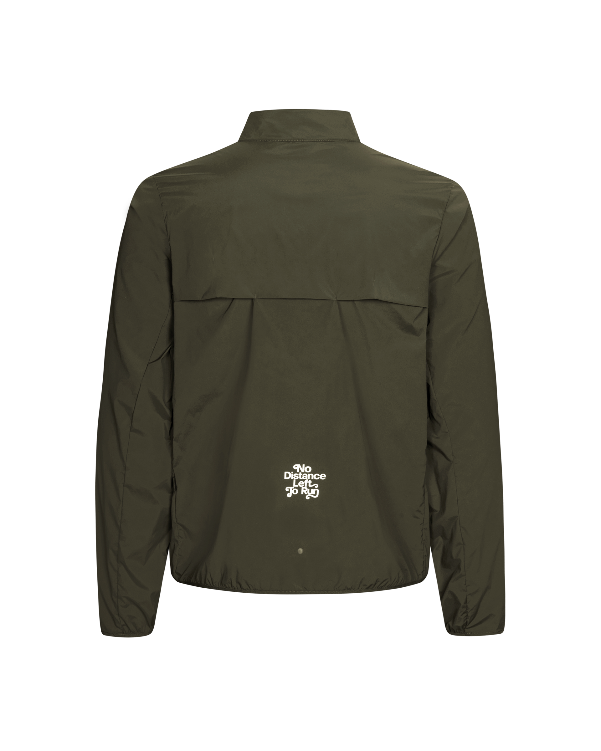 Dark Olive Balance Half Zip jacket, rear flat lay with white logo print