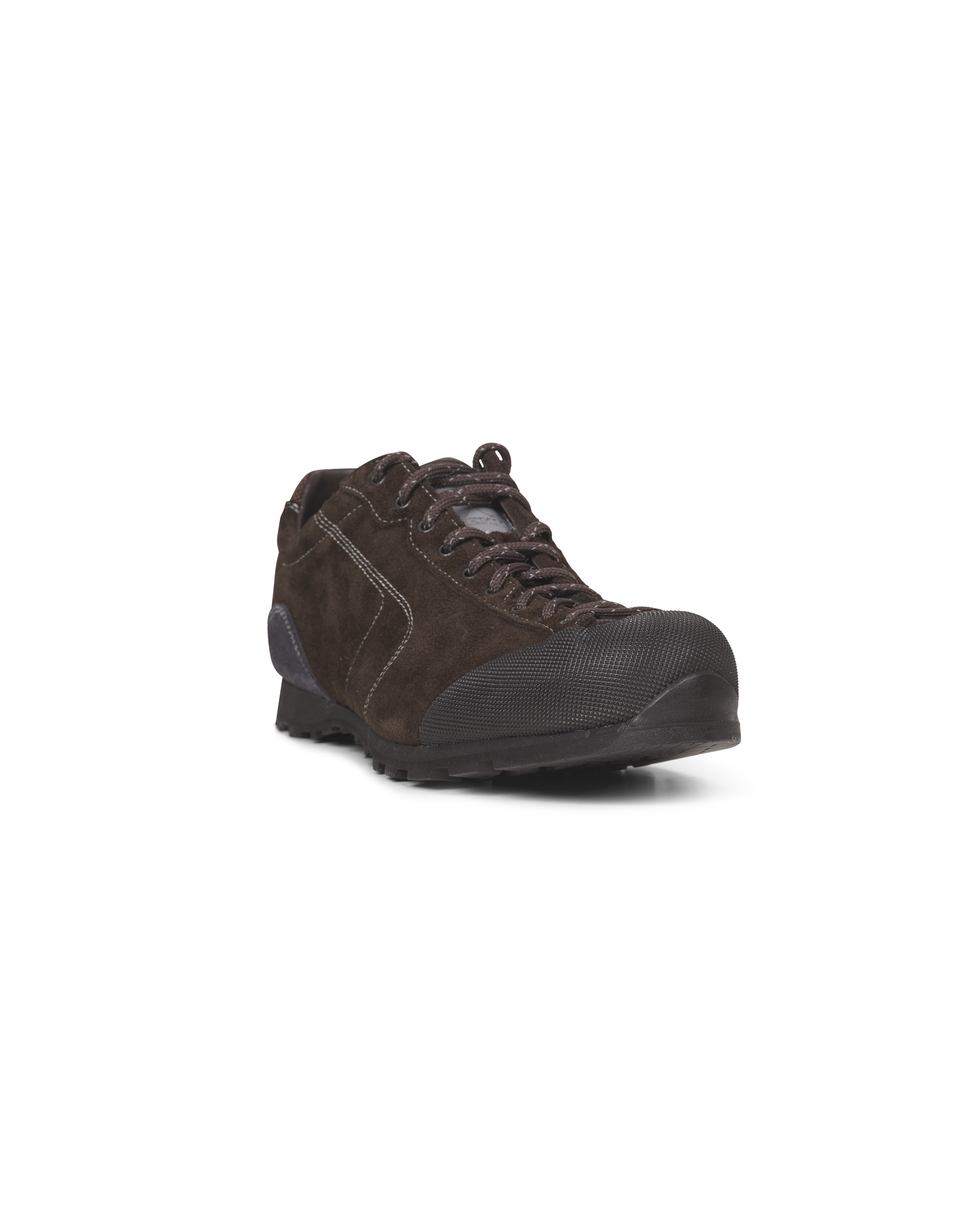 Brown PNS x DIEMME MOVIDA'92 shoe, side view with suede upper and mesh toe panel