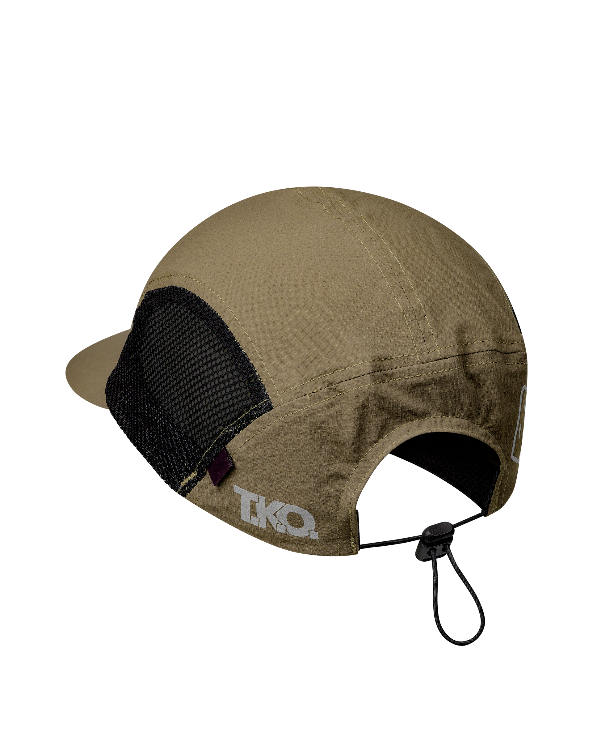 Dark Stone T.K.O. Balance cap, rear three-quarter view with black mesh panel and drawstring