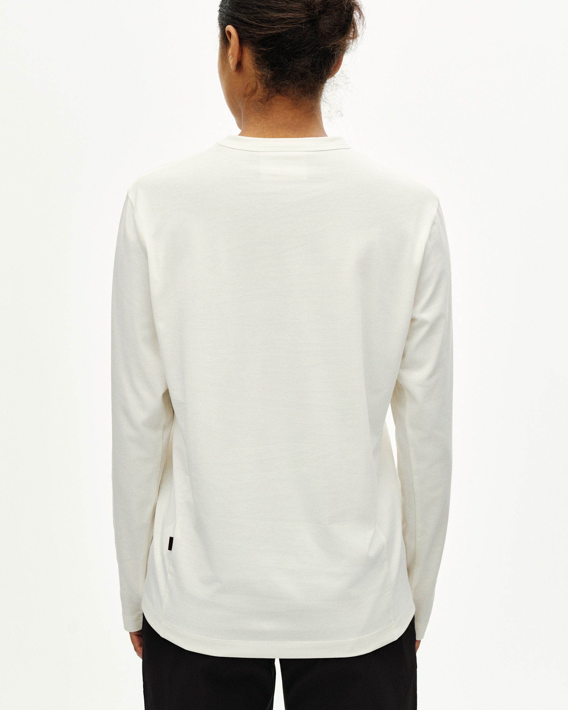 Off White Off-Race Cotton Tech Graphic long sleeve t-shirt, rear view on model