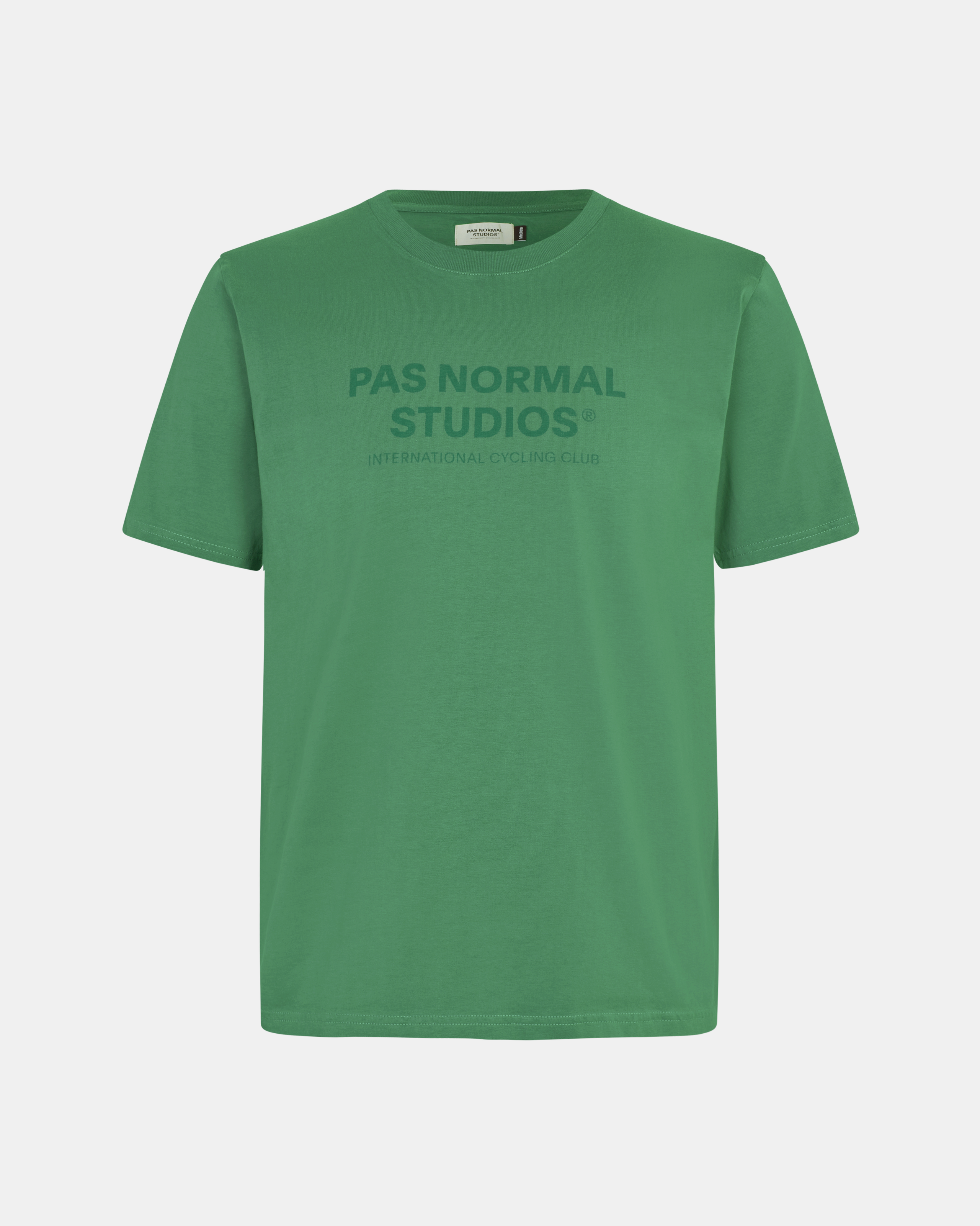 Green Off-Race Logo t-shirt, front view with tonal chest print