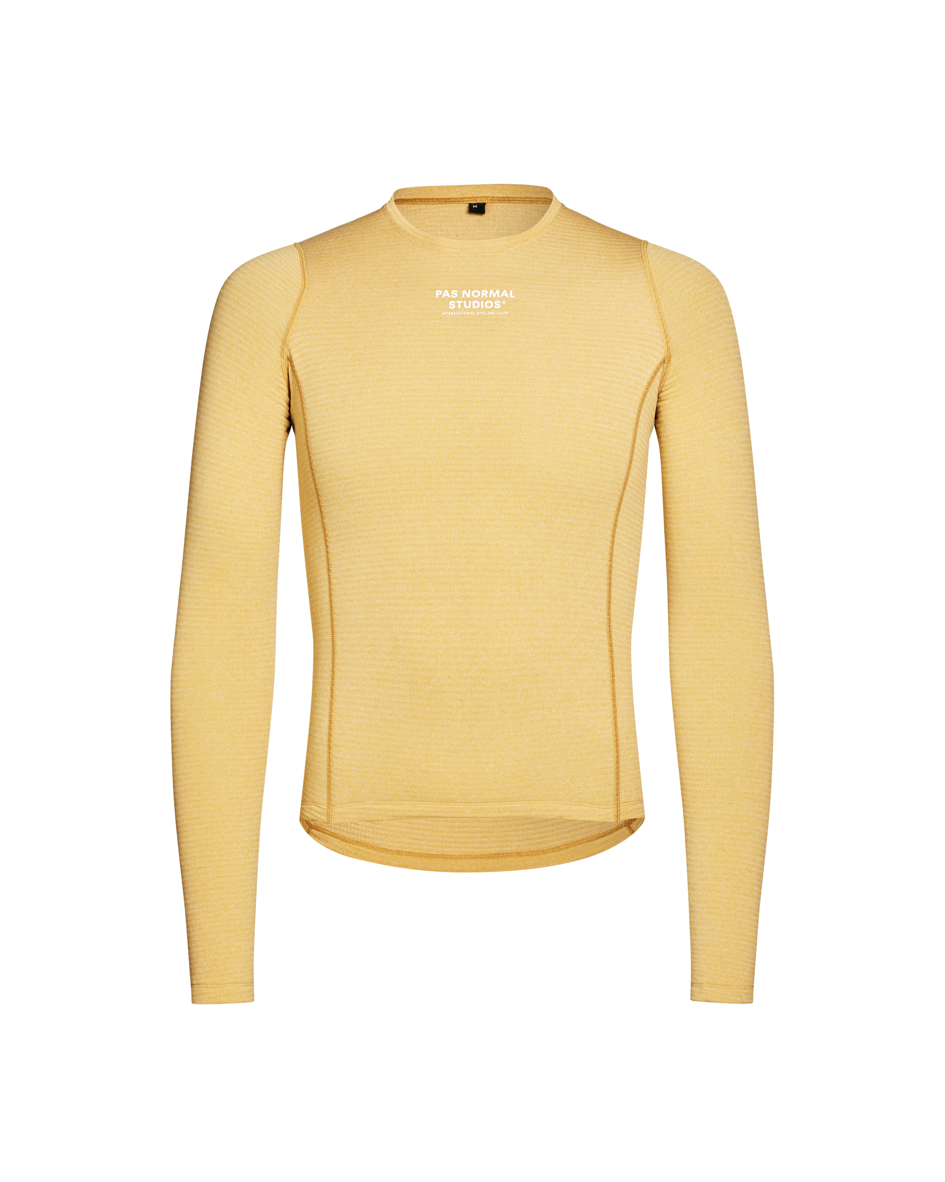 Camel thermal long sleeve base layer, front view with white chest branding