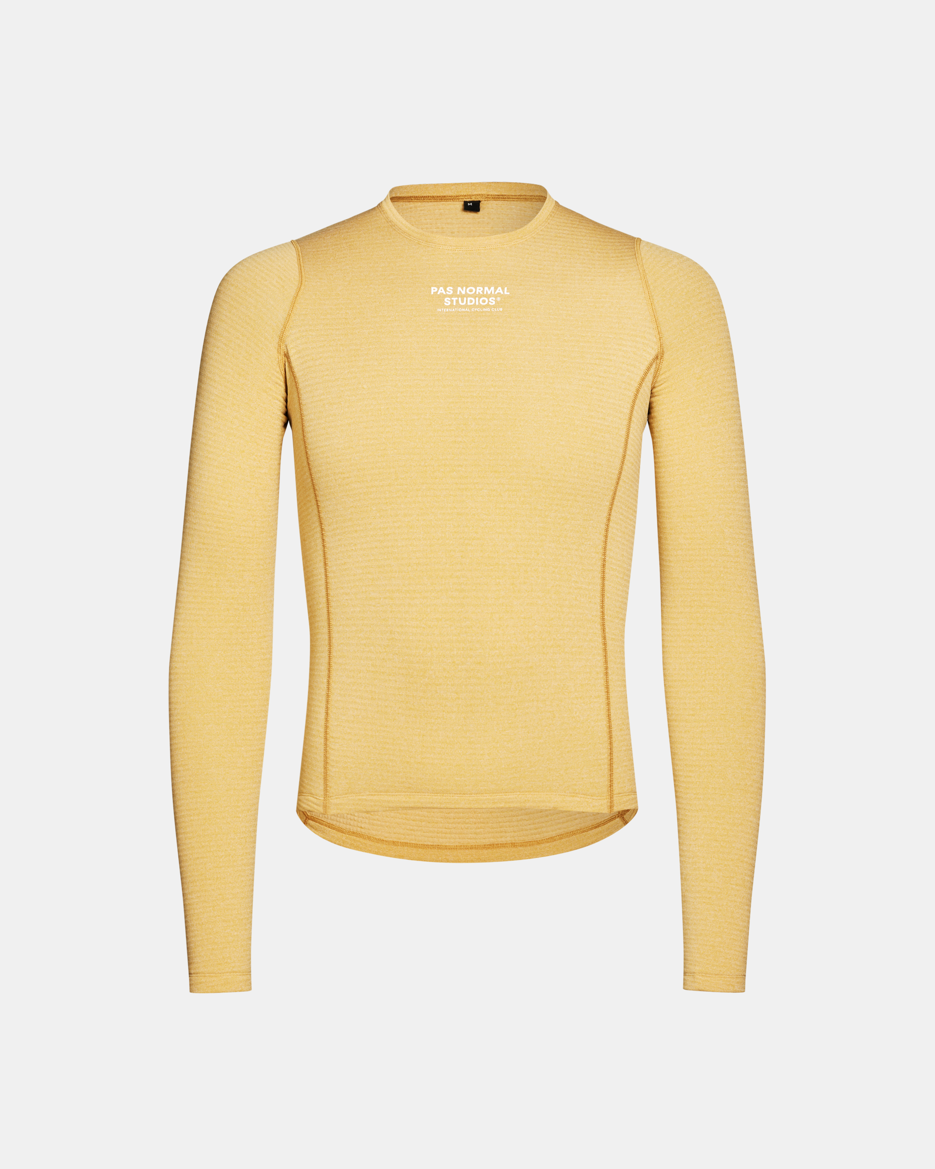 Camel thermal long sleeve base layer, front view with white chest branding