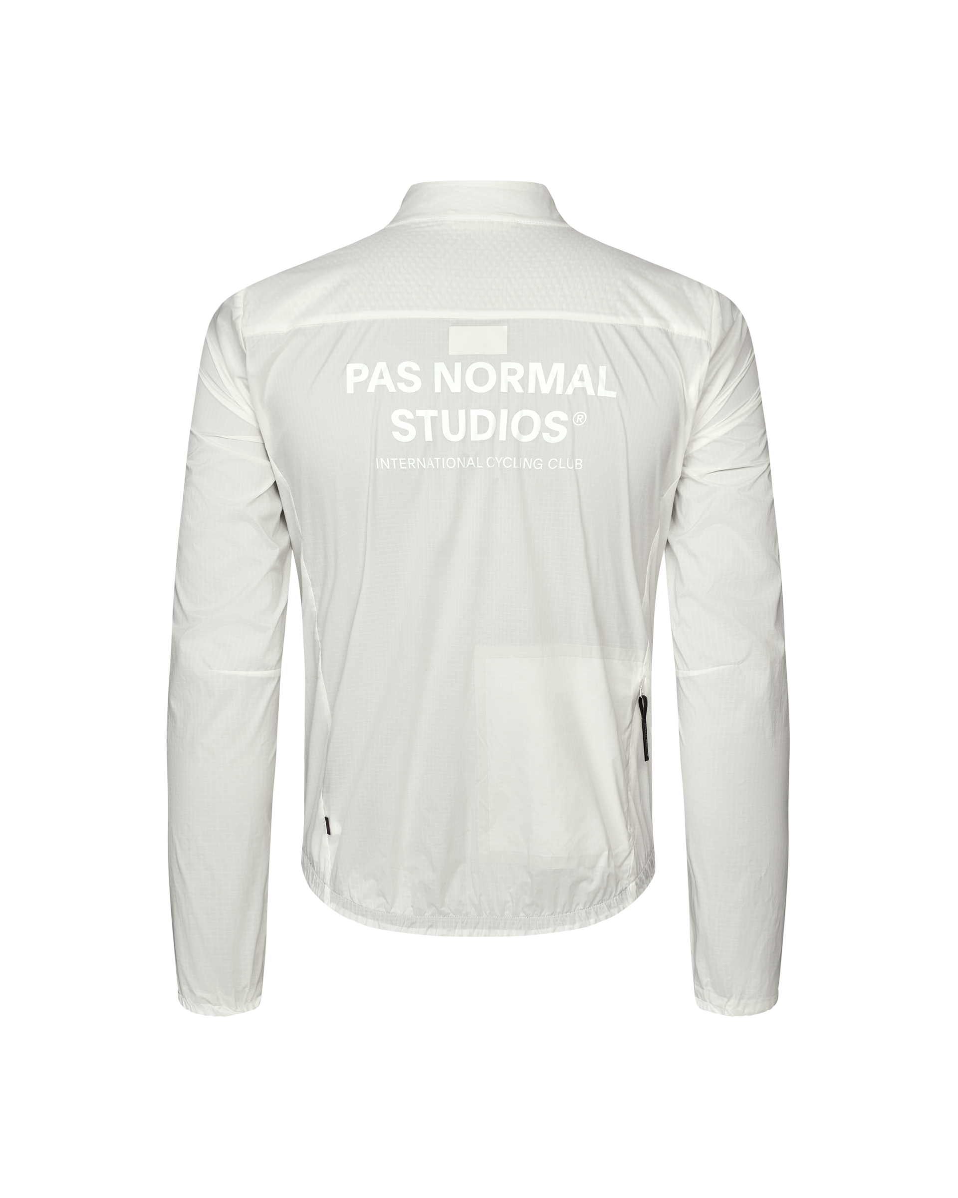 Off White Essential Insulated cycling jacket, rear flat lay with white back print