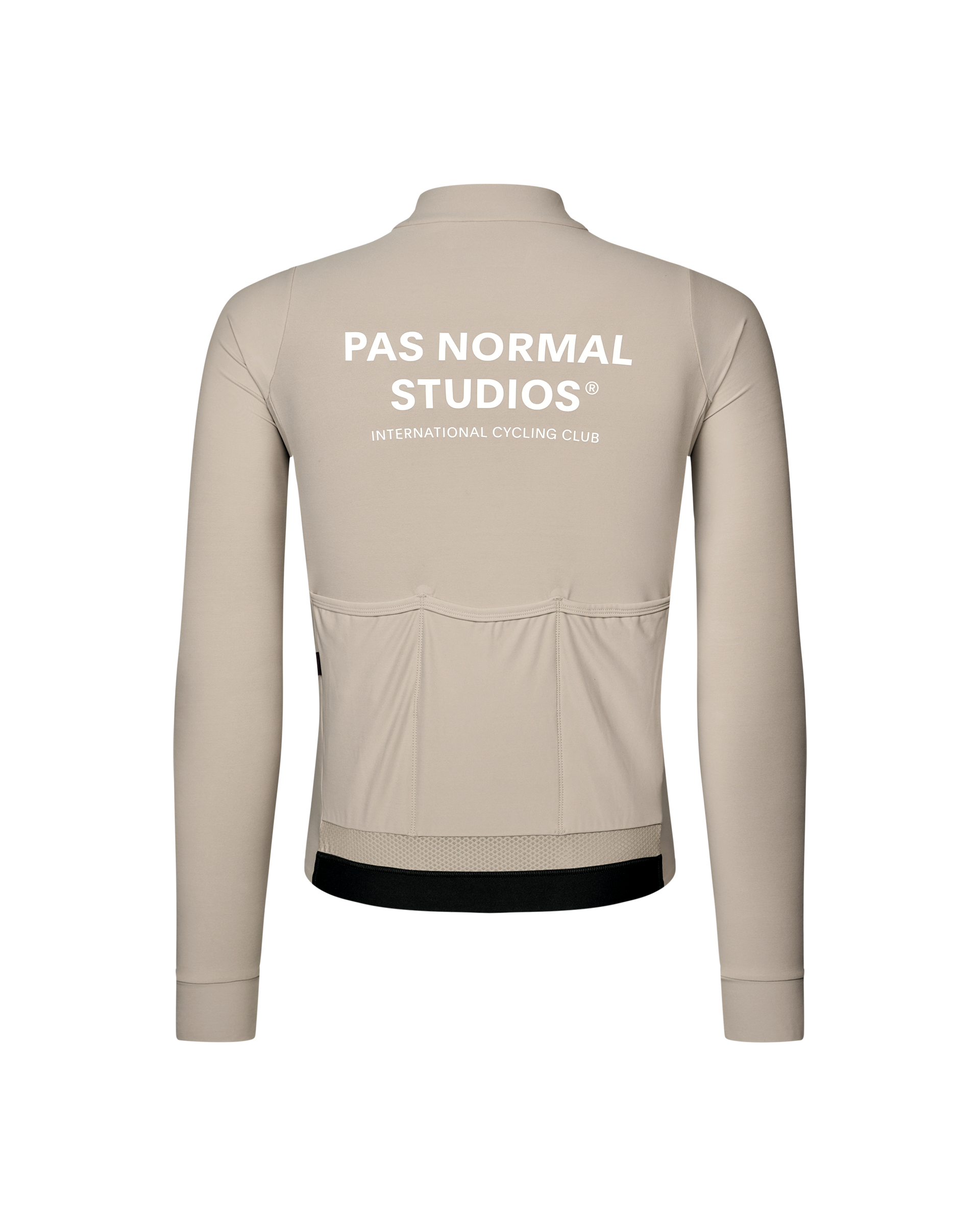 Haze Mechanism long sleeve cycling jersey, rear view with white back logo and contrast hem band