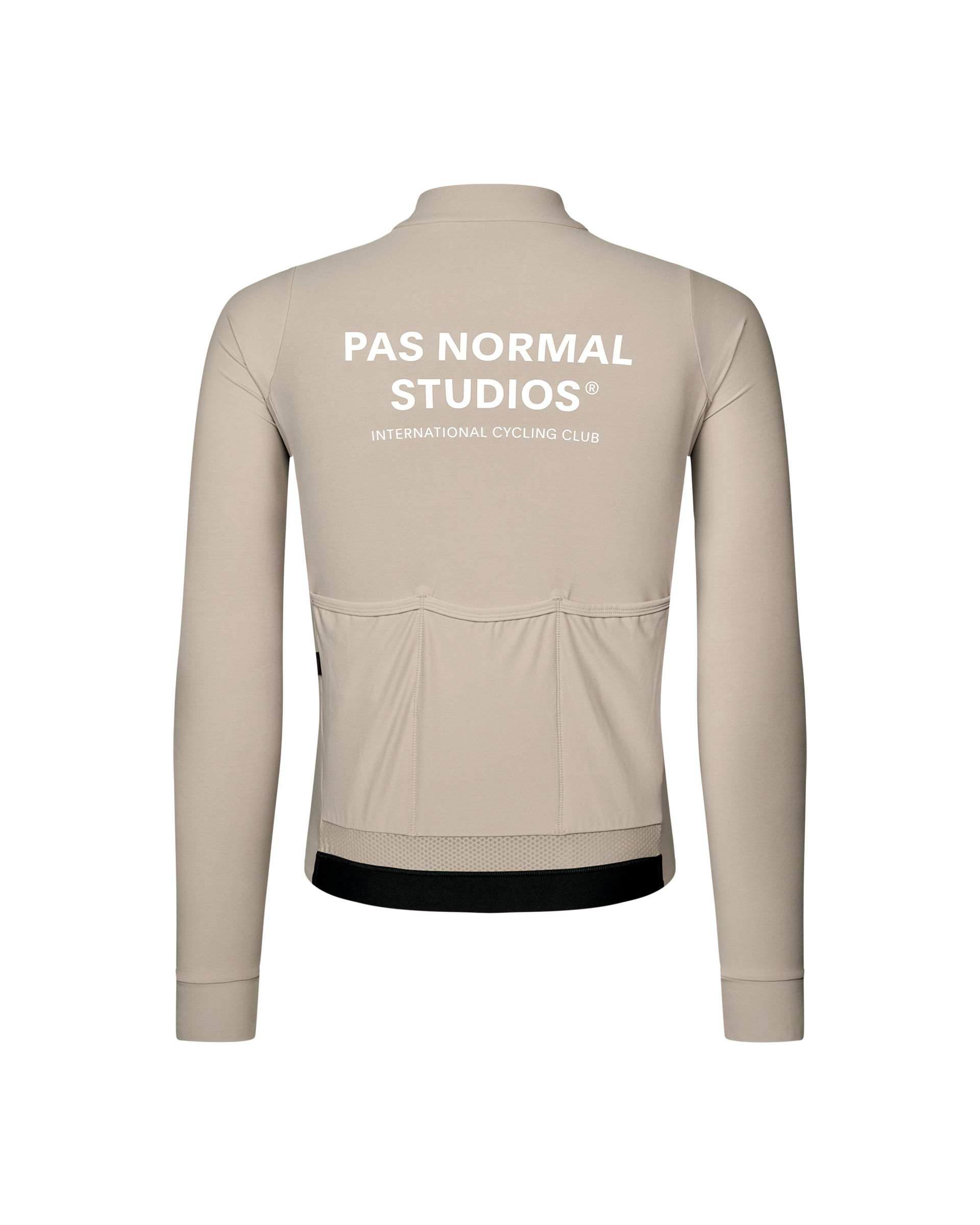 Haze Mechanism long sleeve cycling jersey, rear view with white back logo and contrast hem band