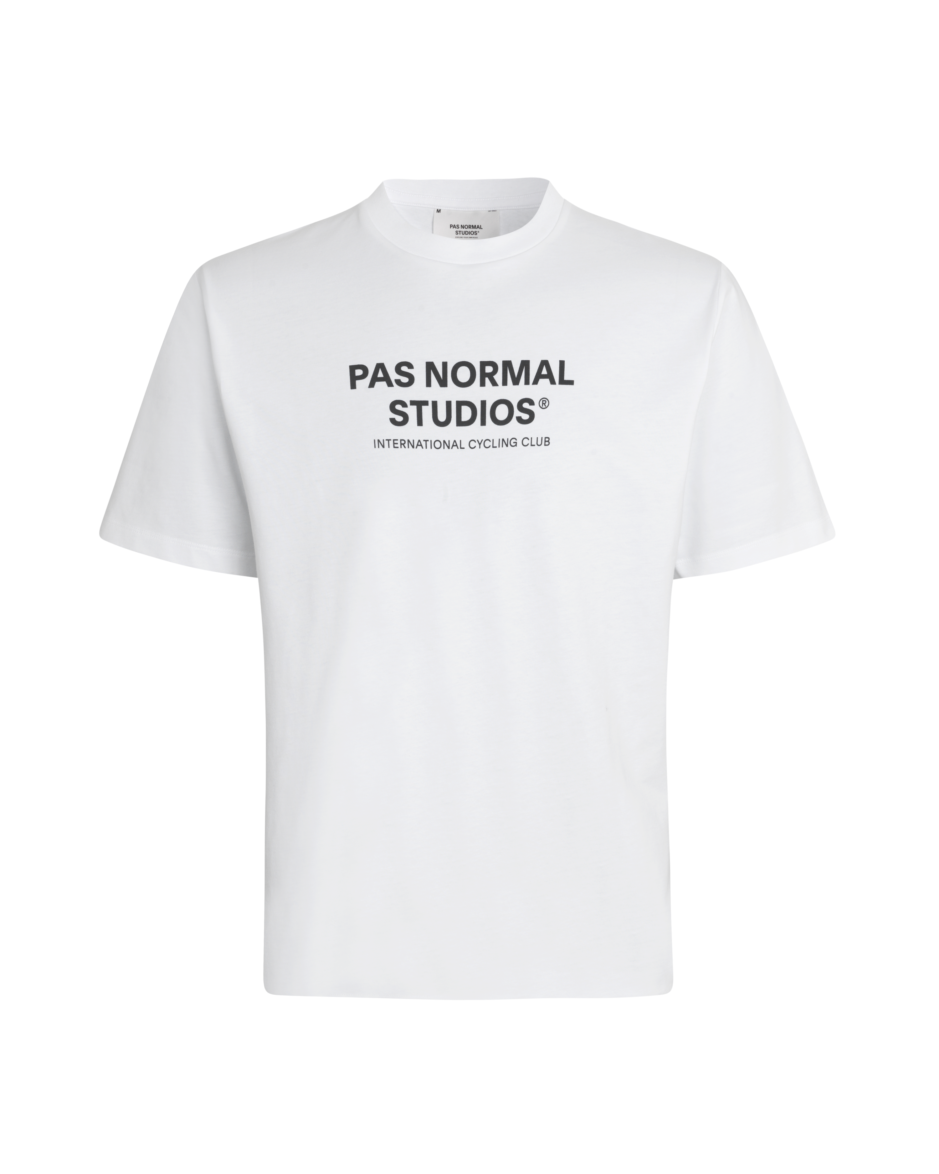 White Off-Race Logo T-shirt, front flat lay with bold chest logo print