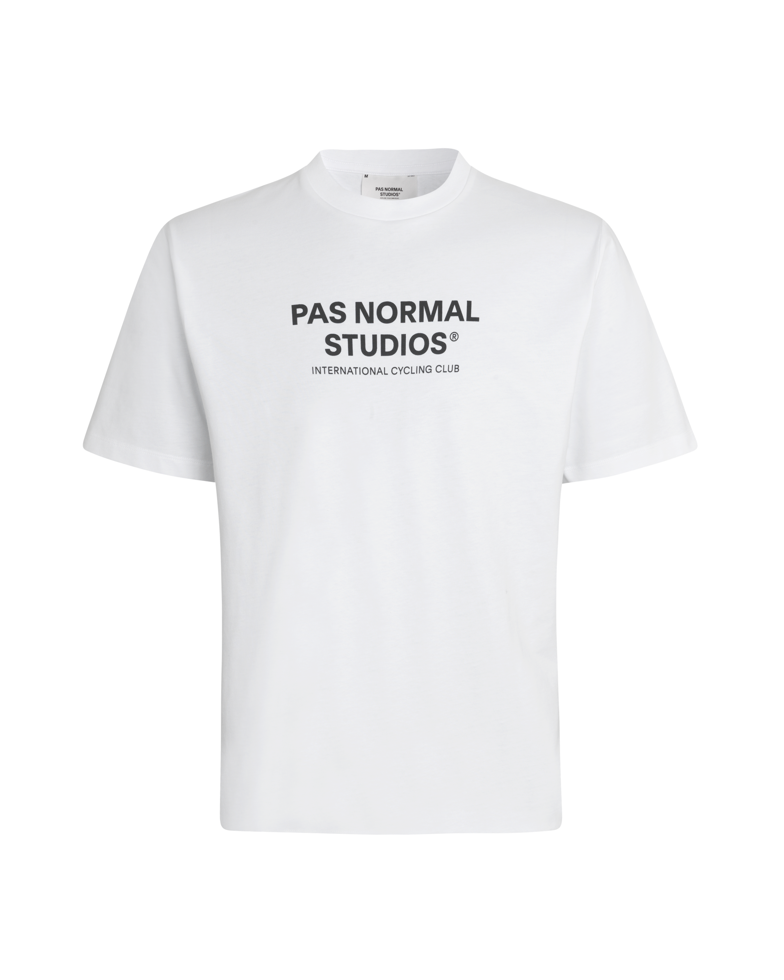 White Off-Race Logo T-shirt, front flat lay with bold chest logo print