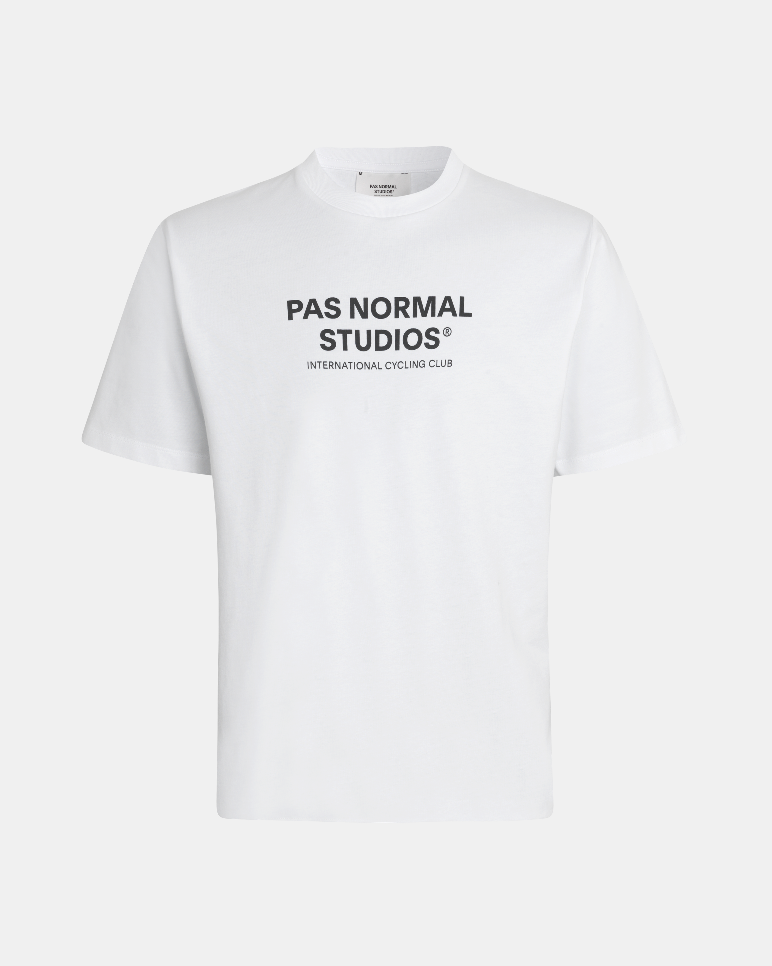 White Off-Race Logo T-shirt, front flat lay with bold chest logo print