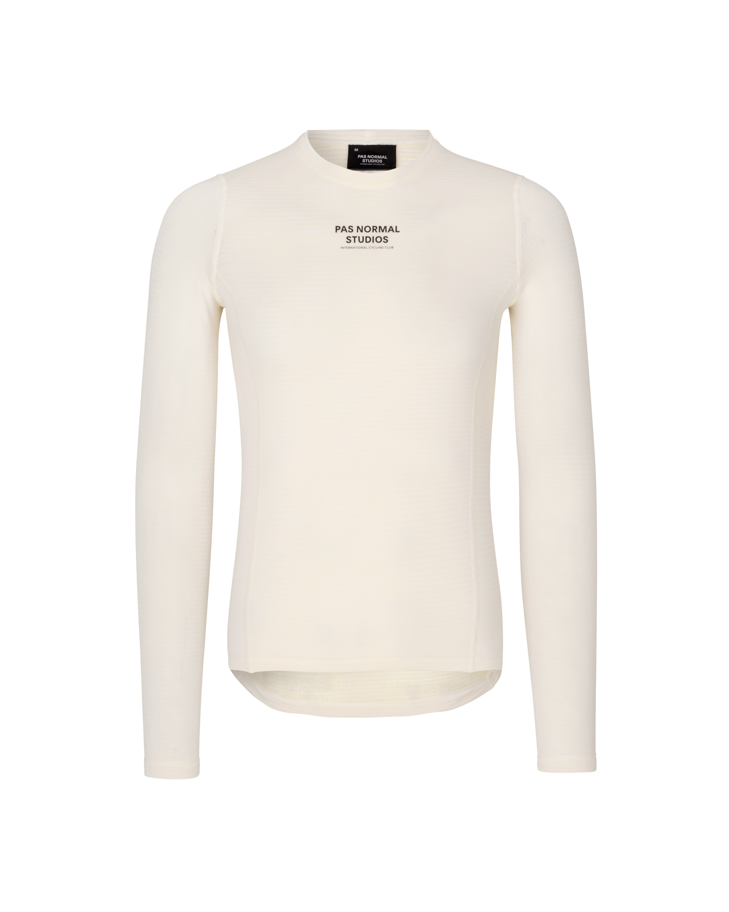 Off White Thermal long sleeve base layer, front view with black chest print